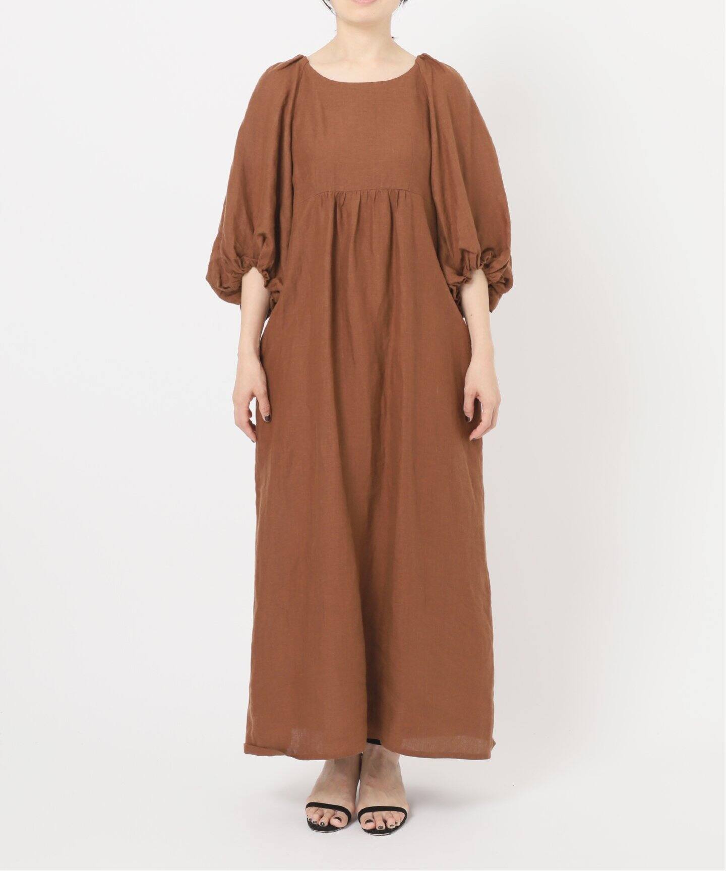 美品✨ヴェルメイユパーイエナ ベルギーリネンワンピース マキシ丈 グリーン VERMEIL par iena ワンピース ベルギーリネンワンピース
