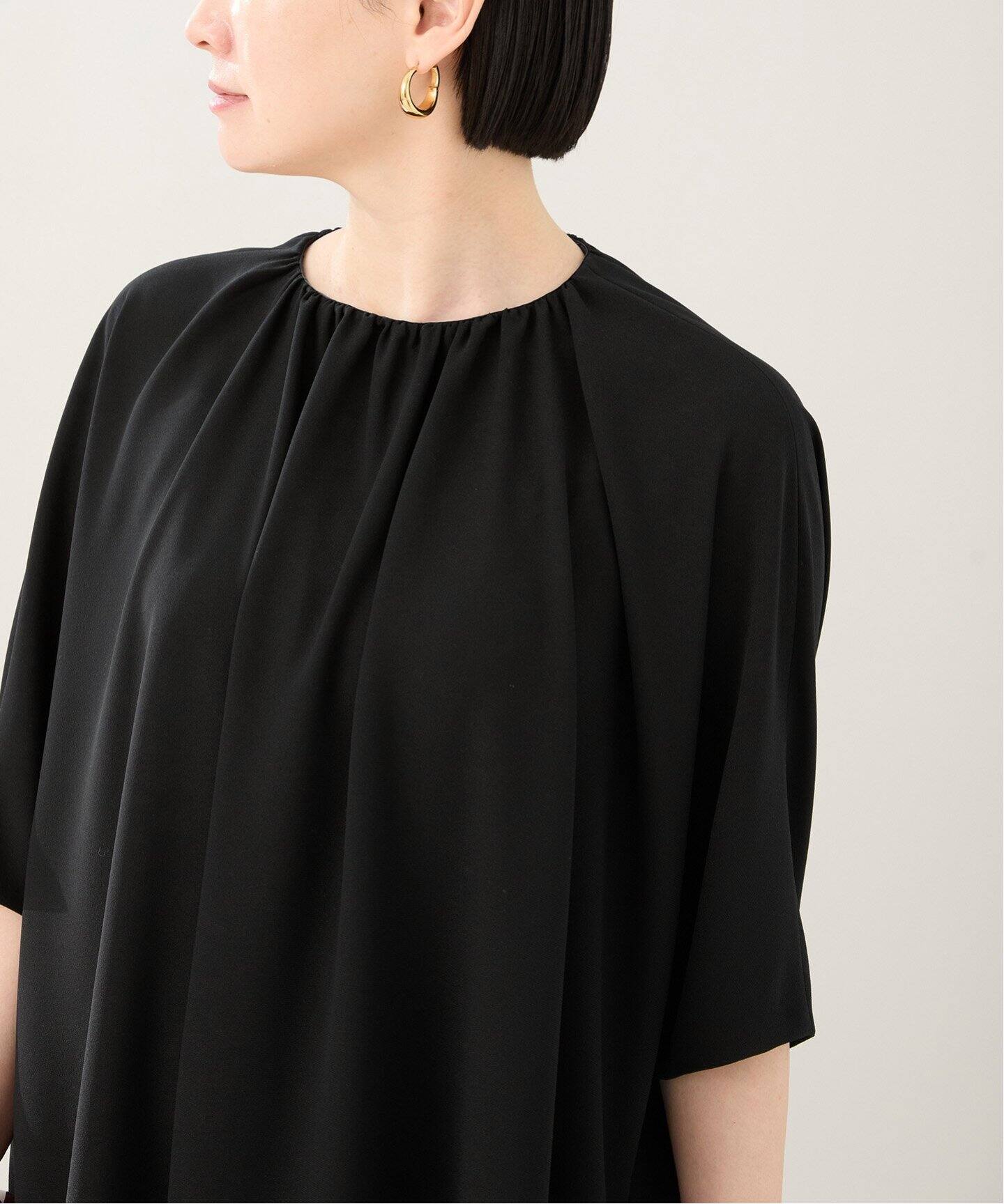 SAQUI サキ Georgette Neck Gatherd One-piece 25BF01（ワンピース 
