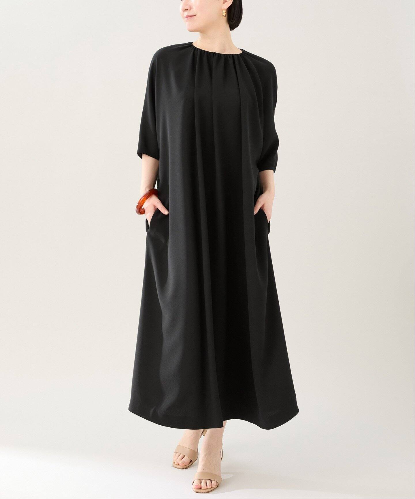 SAQUI サキ Georgette Neck Gatherd One-piece 25BF01（ワンピース 