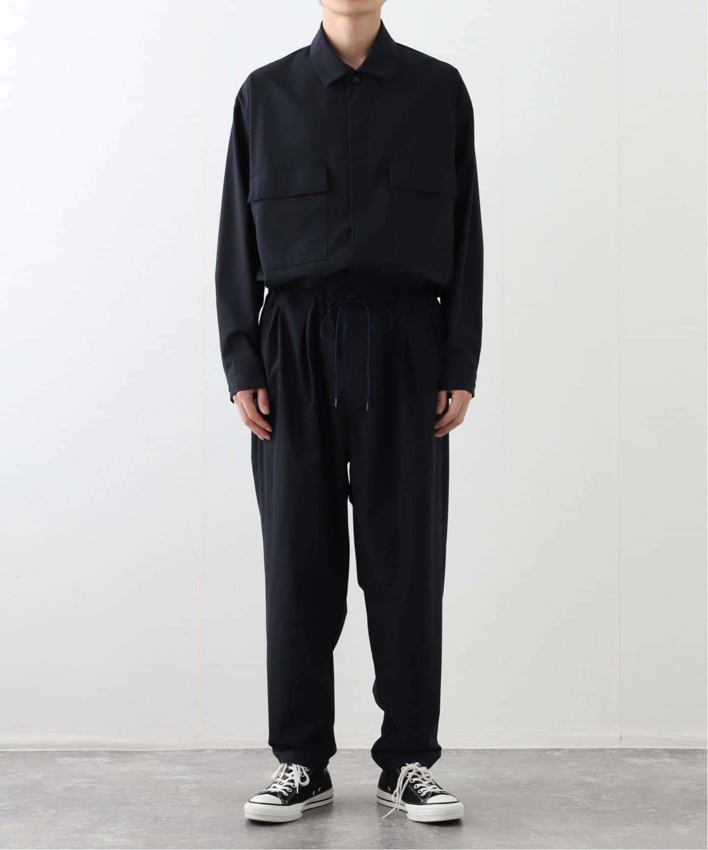 is-ness イズネスGABARDINE JUMPSUIT is-ness イズネスGABARDINE JUMPSUIT Cotton gabardine jumpsuit, navy