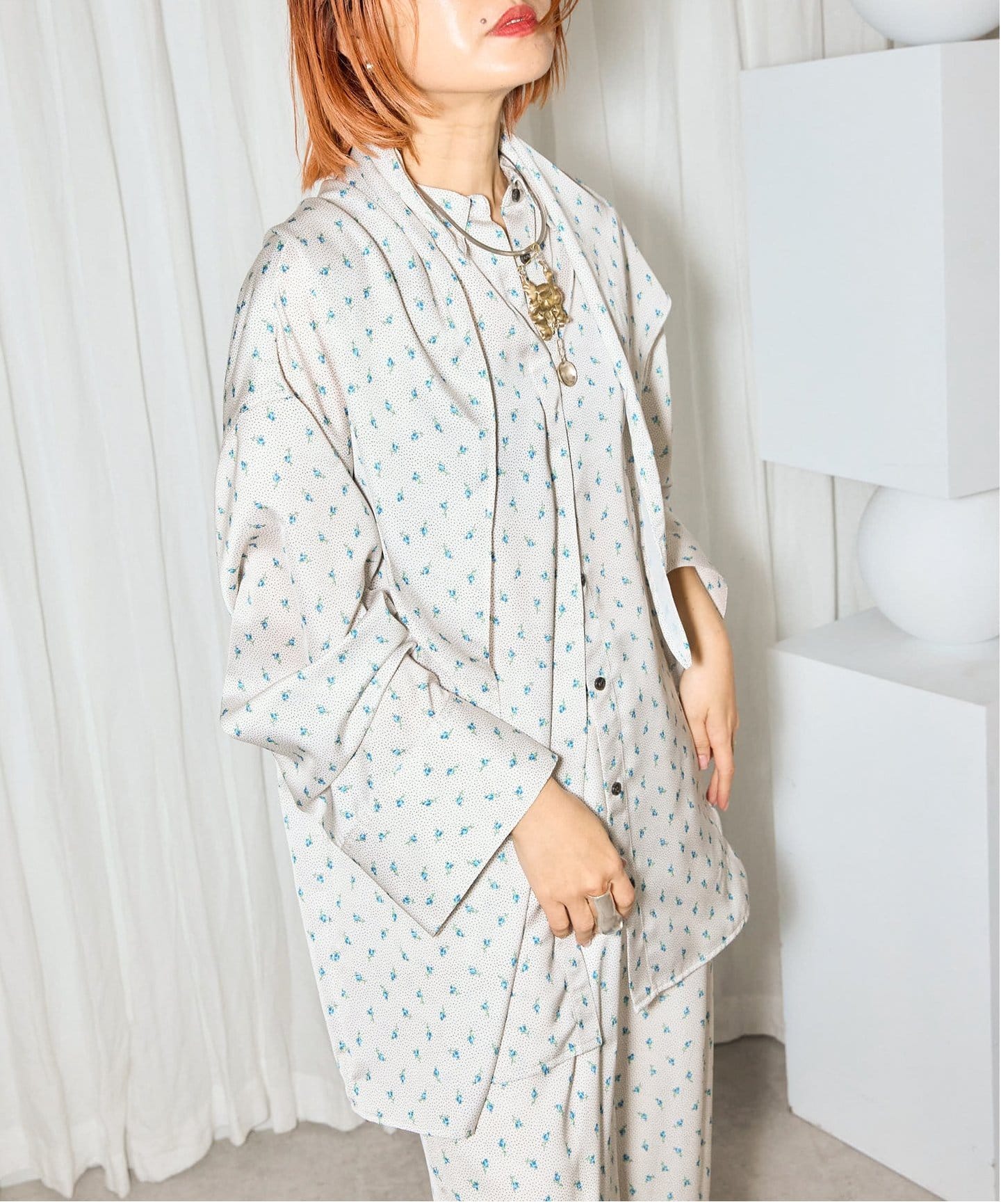 2WAY OVER SHIRT with SCARF シャツ（シャツ／ブラウス