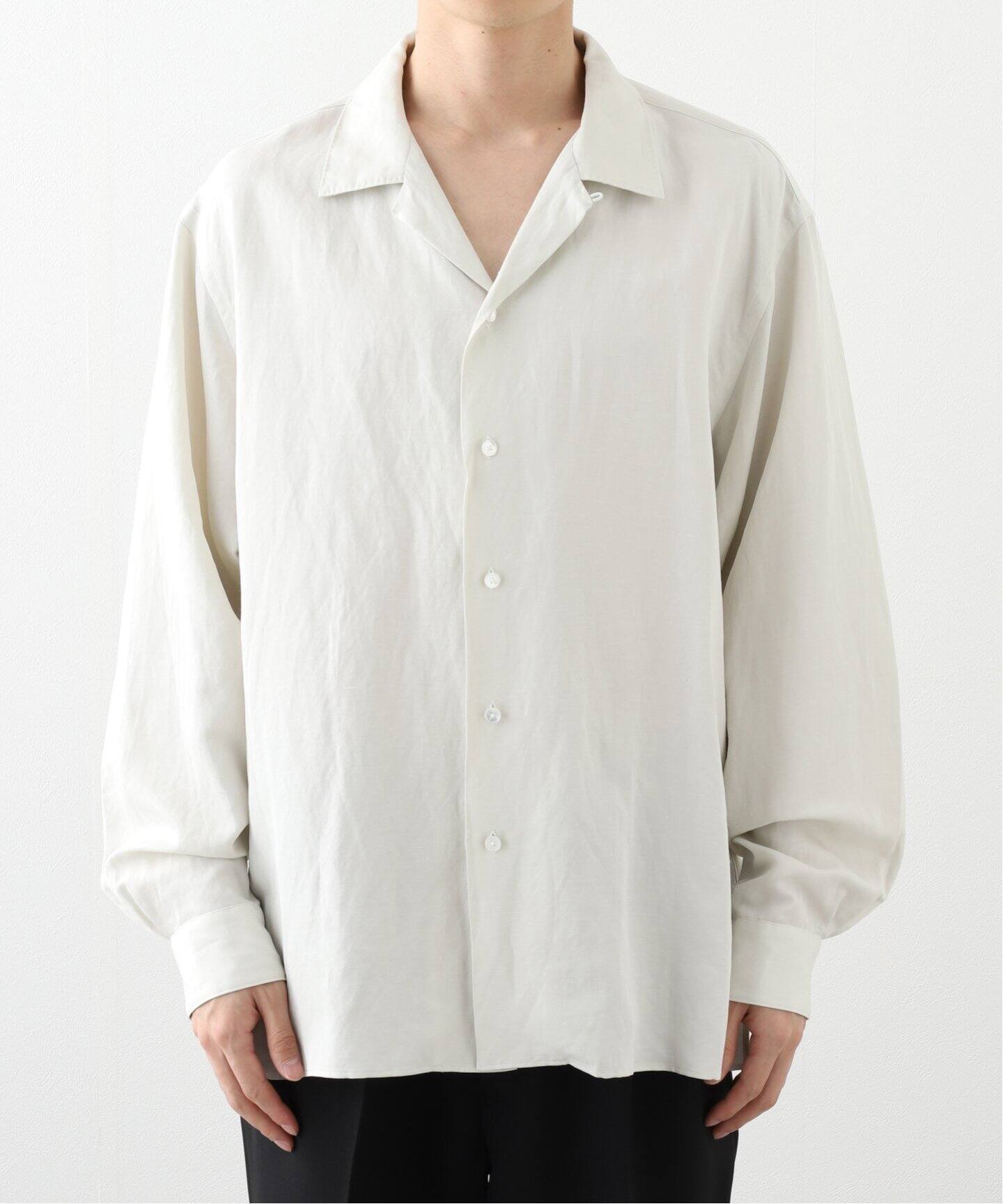 A.PRESSE / アプレッセ】シルク リネン オープン カラー シャツ  