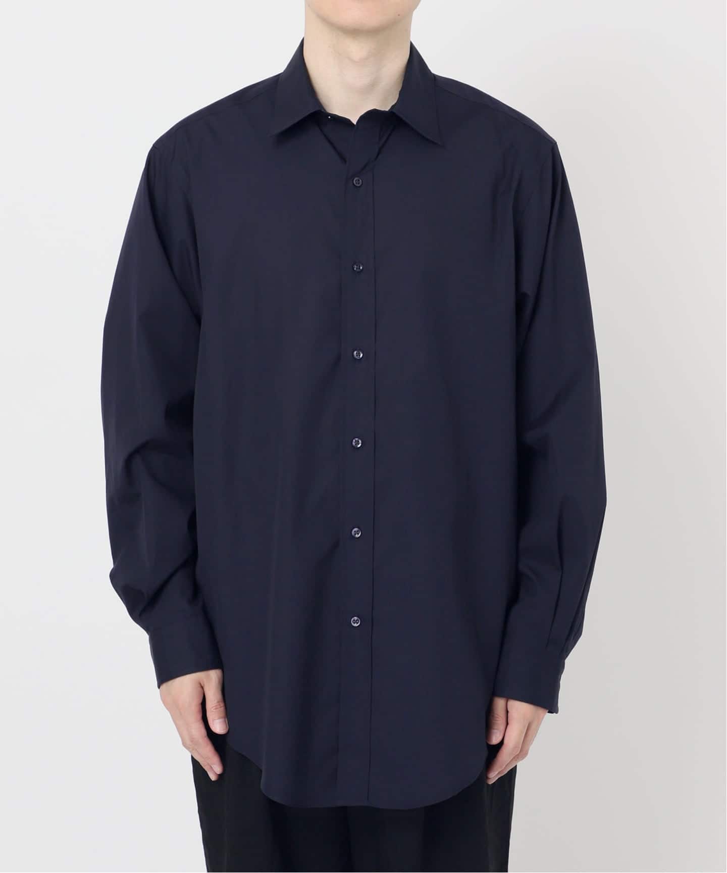 LEエルイー WIDEワイドレギュラーシャツ ネイビー 2 レショップ LEエルイー WIDEワイドレギュラーシャツ ネイビー 2 レショップ