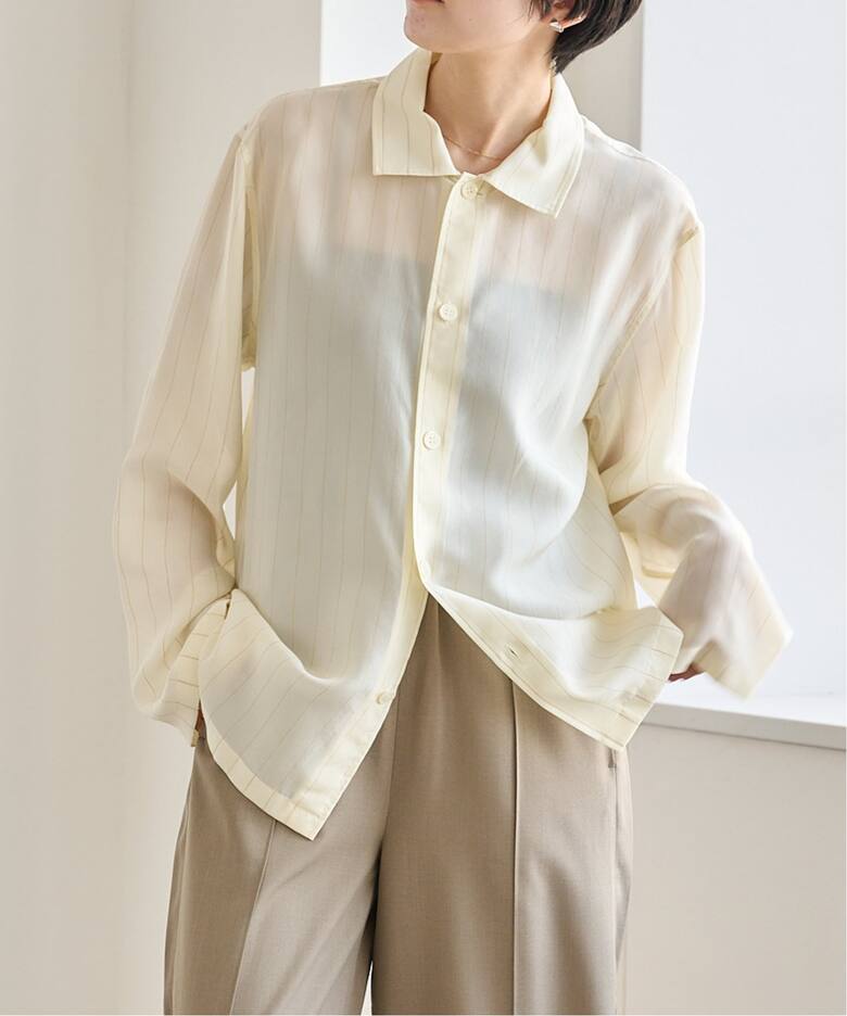 MY PINSTRIPED SHEER PAJAMA SHIRT（シャツ／ブラウス）｜BOICE FROM 