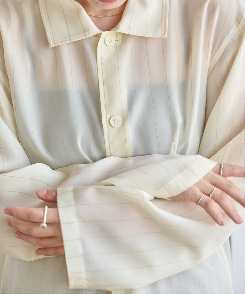 MY PINSTRIPED SHEER PAJAMA SHIRT（シャツ／ブラウス）｜BOICE FROM 