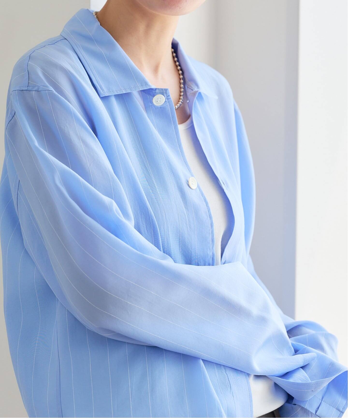 MY PINSTRIPED SHEER PAJAMA SHIRT（シャツ／ブラウス）｜BOICE FROM