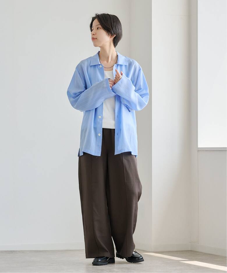 MY PINSTRIPED SHEER PAJAMA SHIRT（シャツ／ブラウス）｜BOICE FROM 