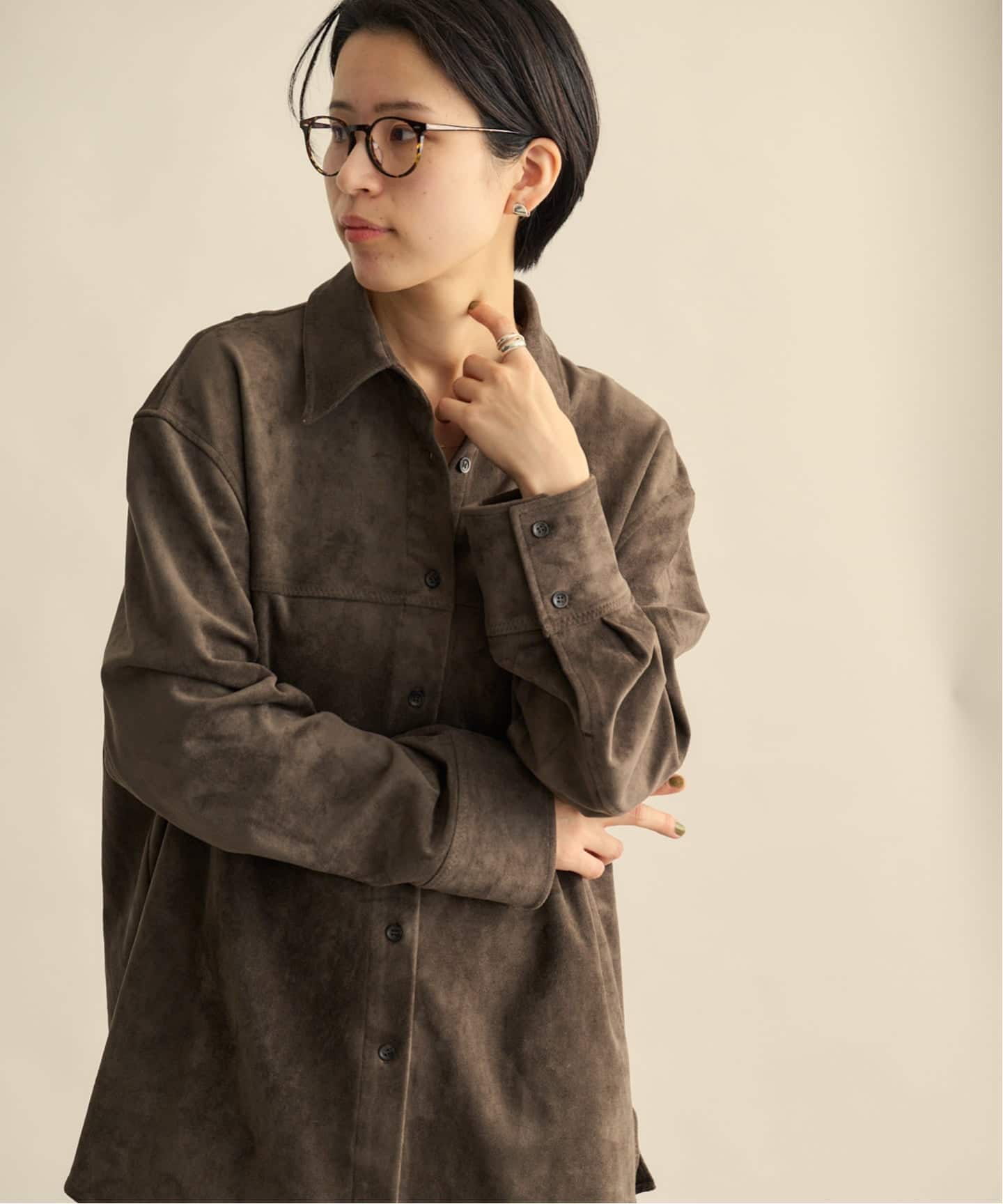 ETRE TOKYO フェイクスウェードオーバーサイズシャツ（シャツ