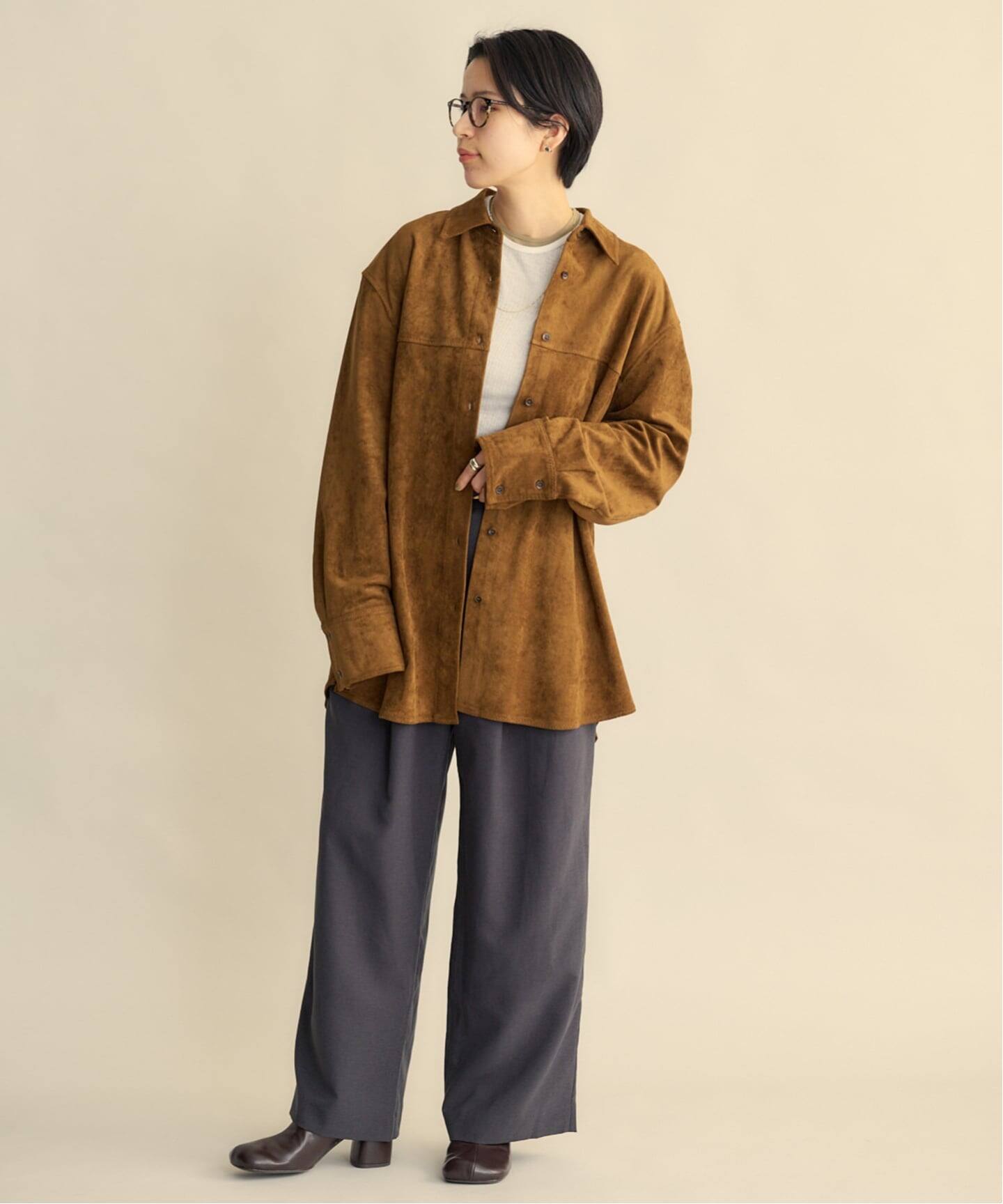 ETRE TOKYO フェイクスウェードオーバーサイズシャツ（シャツ