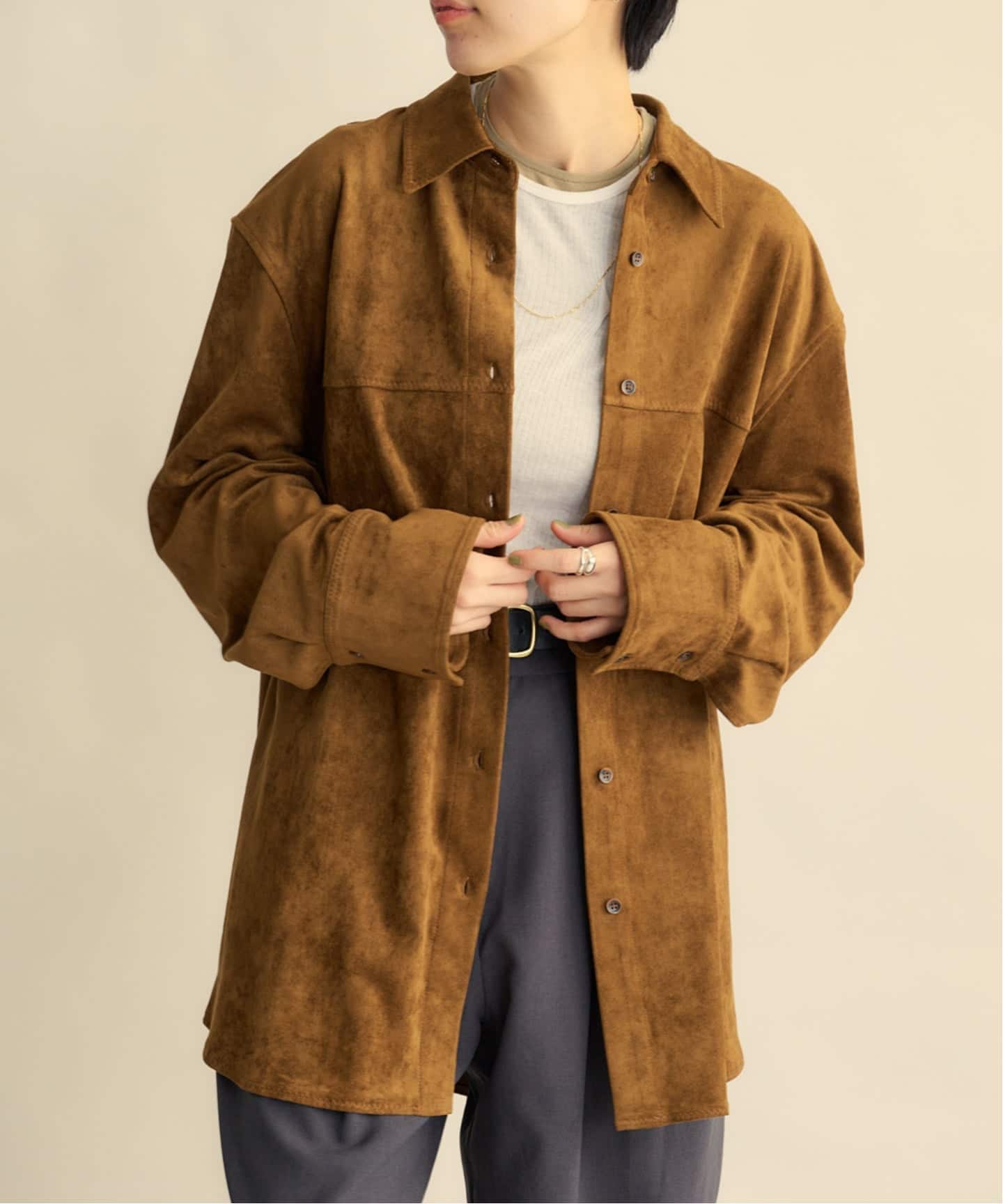 ETRE TOKYO フェイクスウェードオーバーサイズシャツ（シャツ