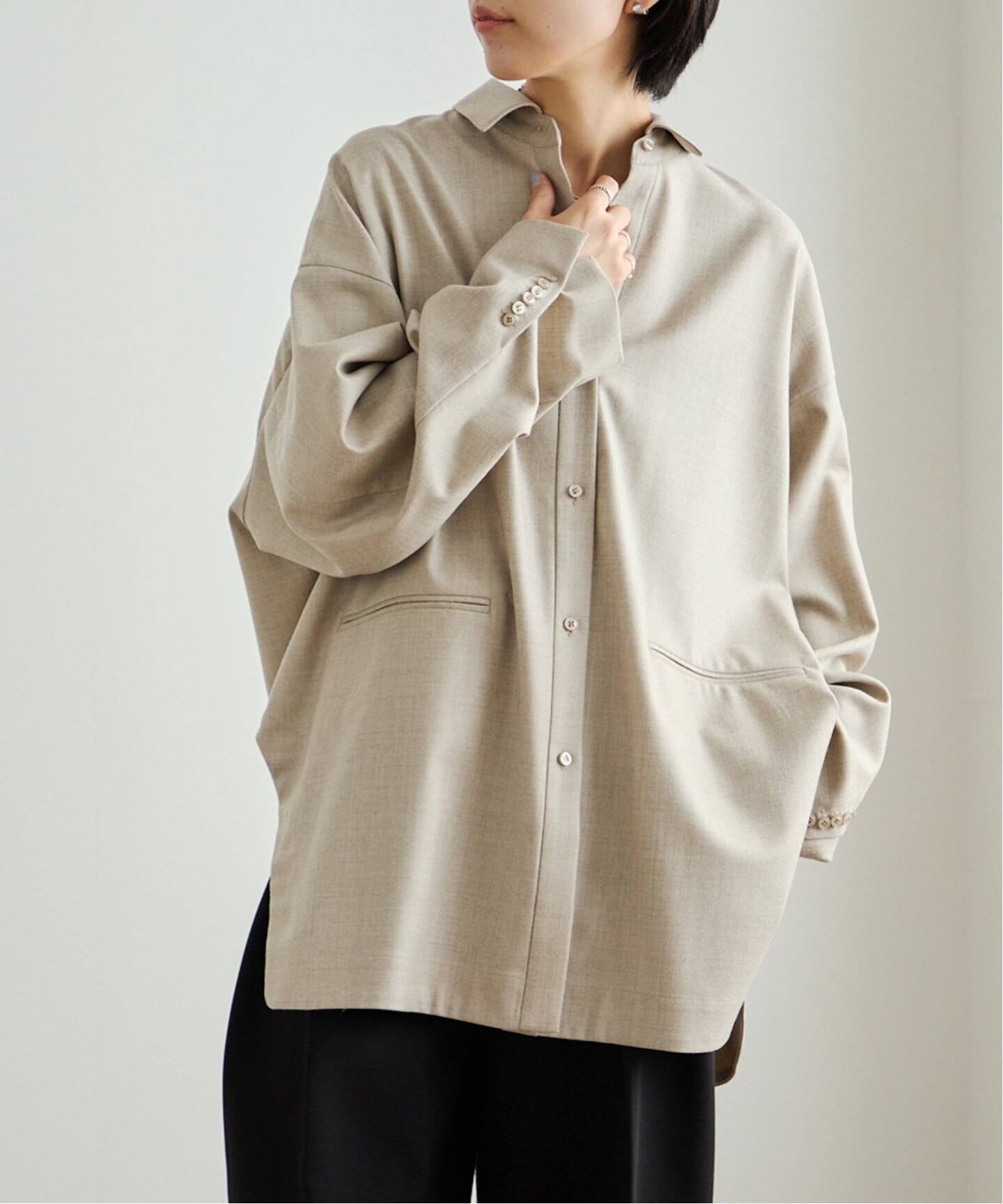 ETRE TOKYO ハイカウントフラノオーバーサイズシャツ（シャツ