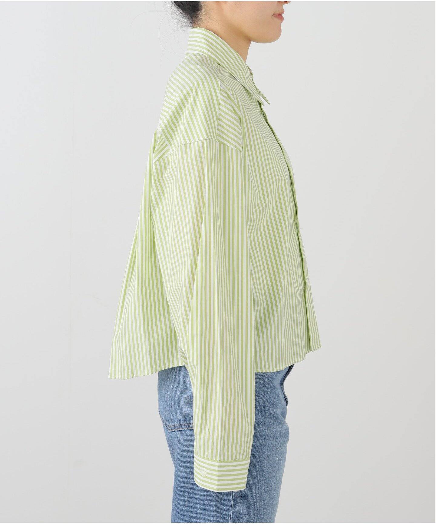 MY 1LDK STRIPED CROPPED SHIRT グリーン0