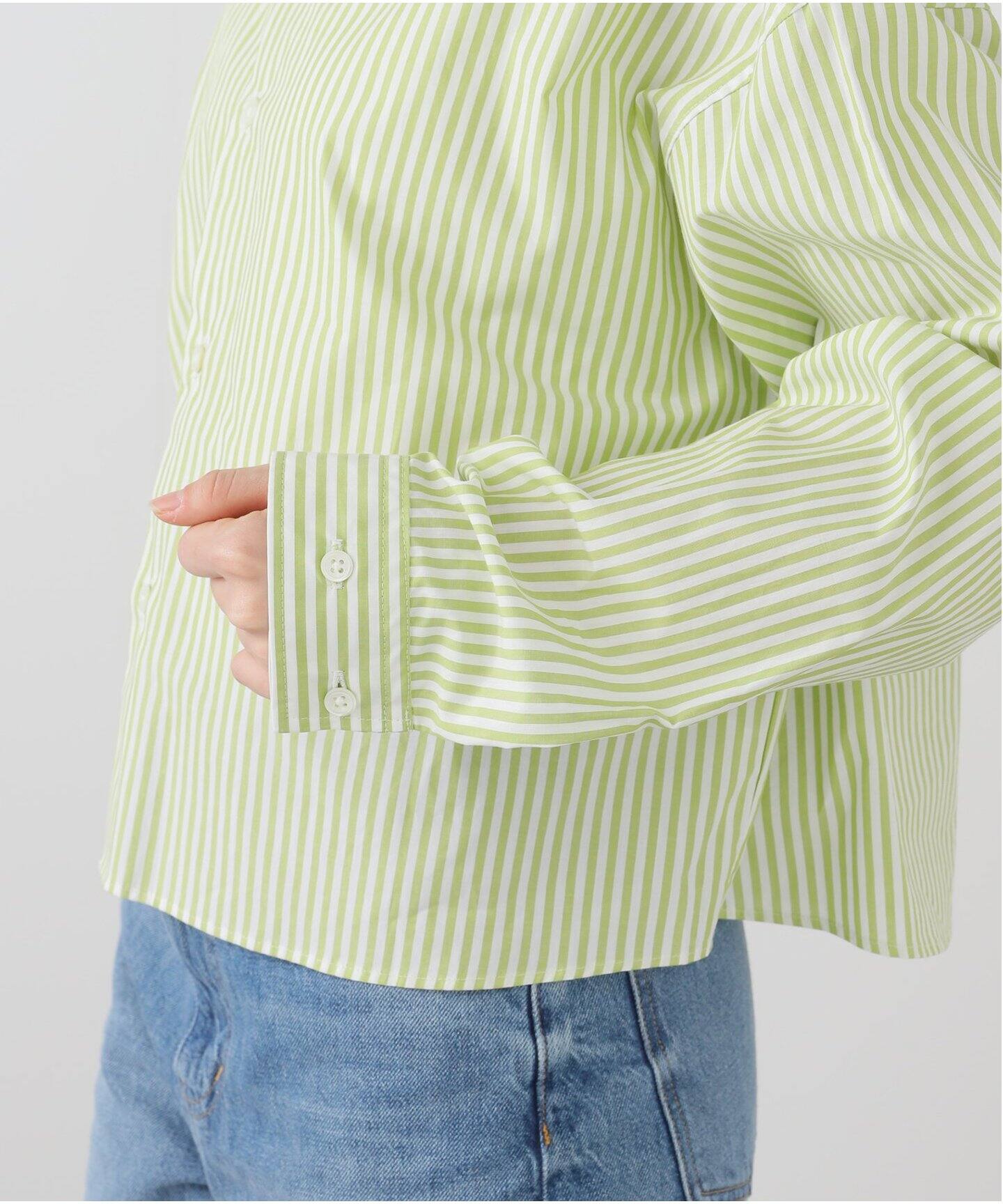 MY 1LDK STRIPED CROPPED SHIRT グリーン0 MY 1LDK STRIPED CROPPED SHIRT グリーン0