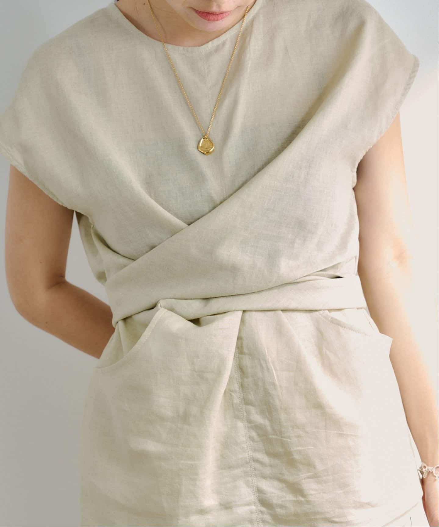 アンヌーク　Linen Cachecoeur Tops ベージュ anuke 【SALE】anuke アンヌーク 即日発送 Linen Cachecoeur