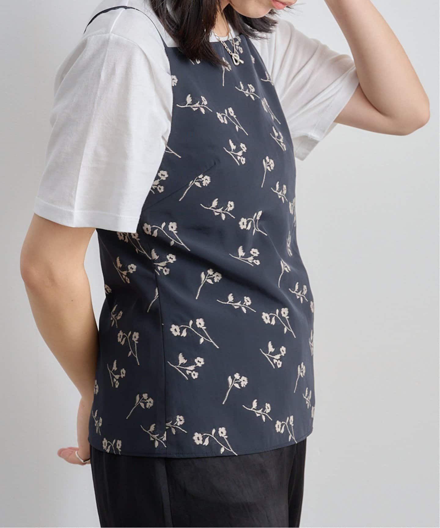 anuke◎flower shirring shirt anuke Flower Shirring Shirts