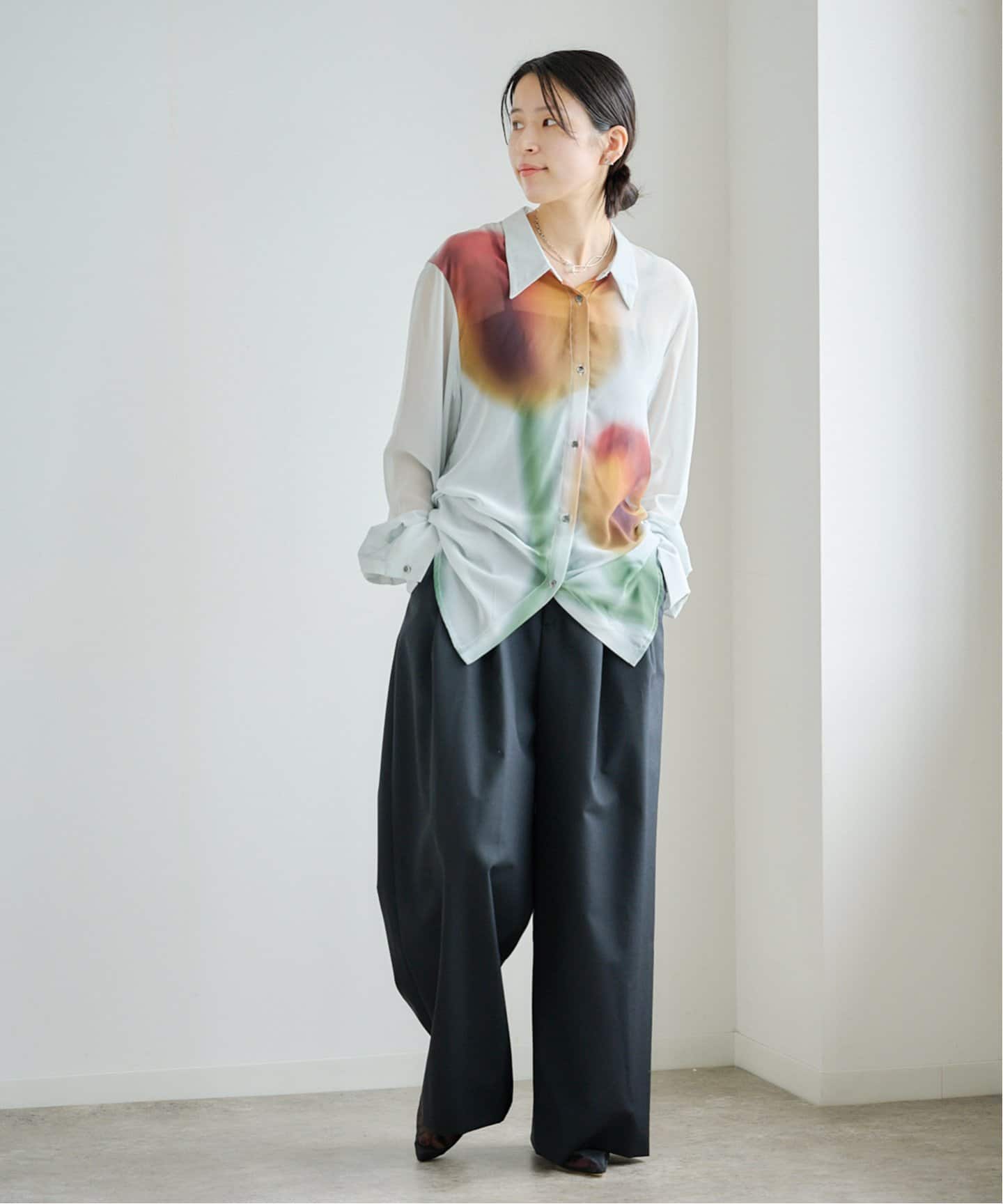KnuthMarf flower print sheer shirtchrome KM25SUN05（シャツ