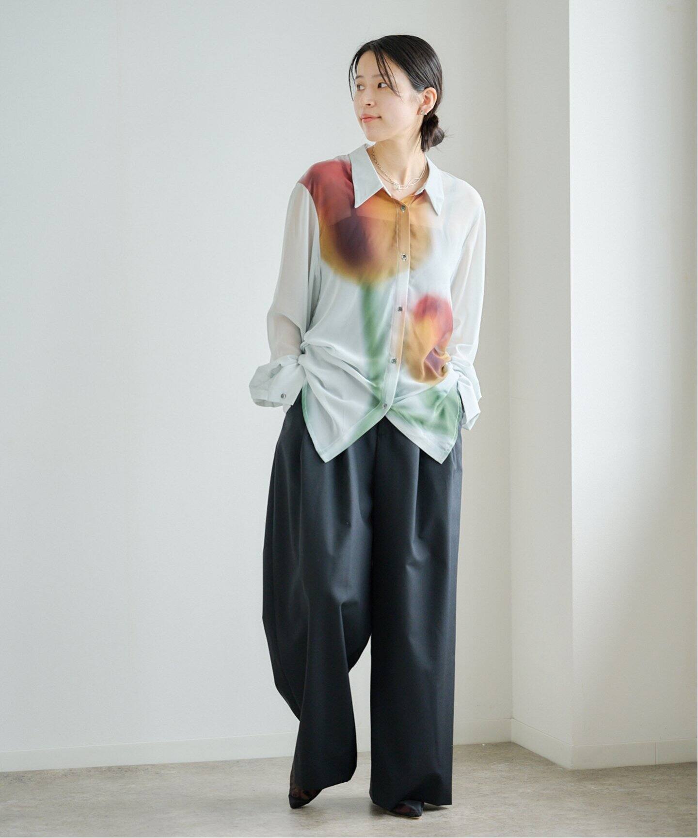 KnuthMarf flower print sheer shirtchrome KM25SUN05（シャツ 