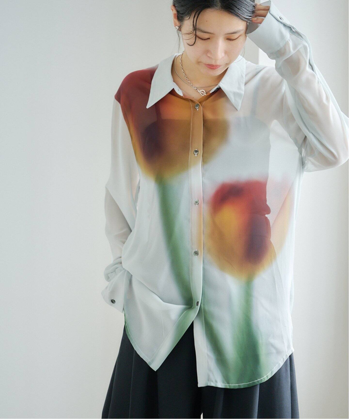 KnuthMarf flower print sheer shirtchrome KM25SUN05（シャツ