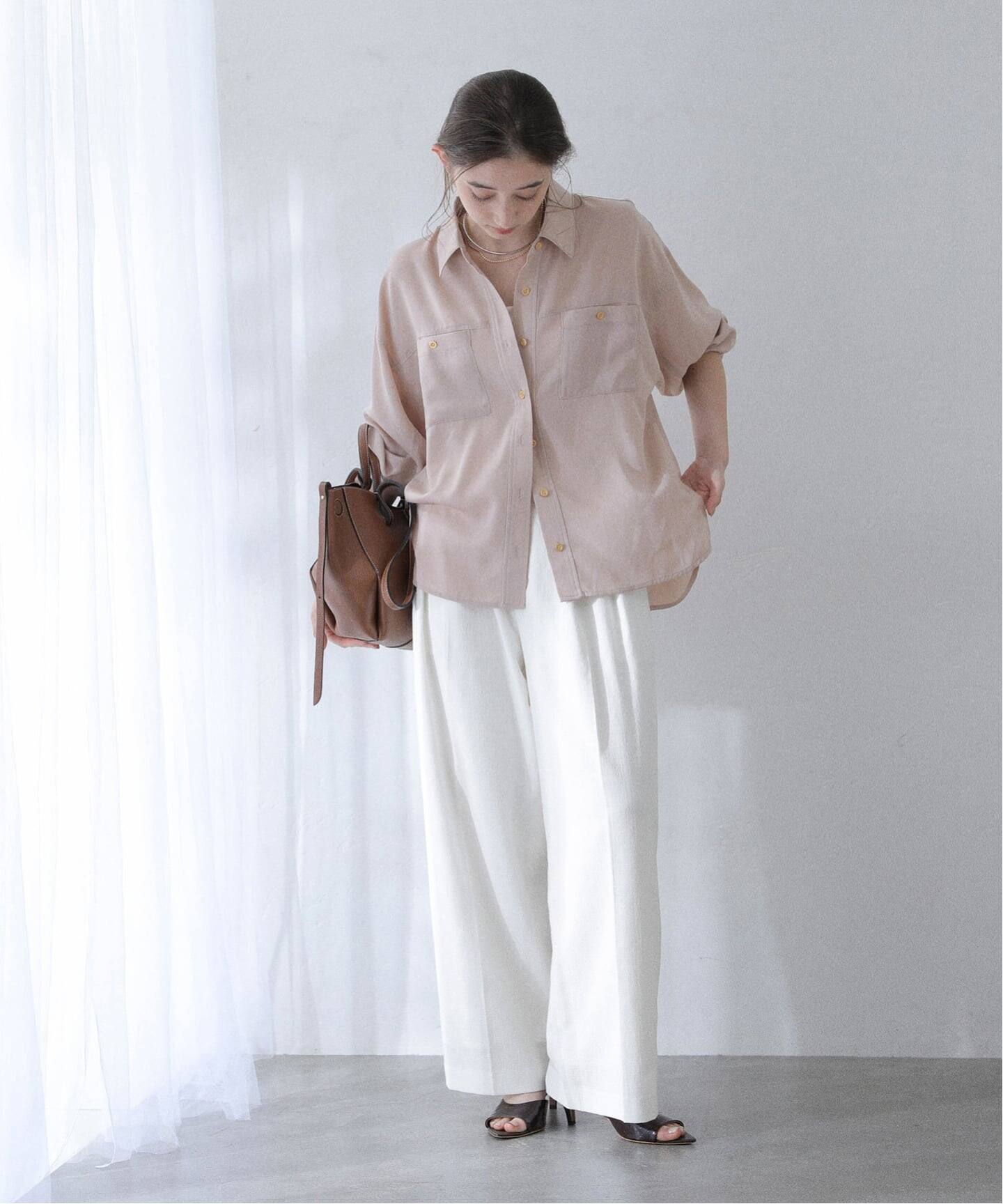 ラ トータリテ（La TOTALITE）/【洗える】シュシュSETピーチサテン起毛シャツ 洗える】シュシュSETピーチサテン起毛シャツ（シャツ／ブラウス）｜La