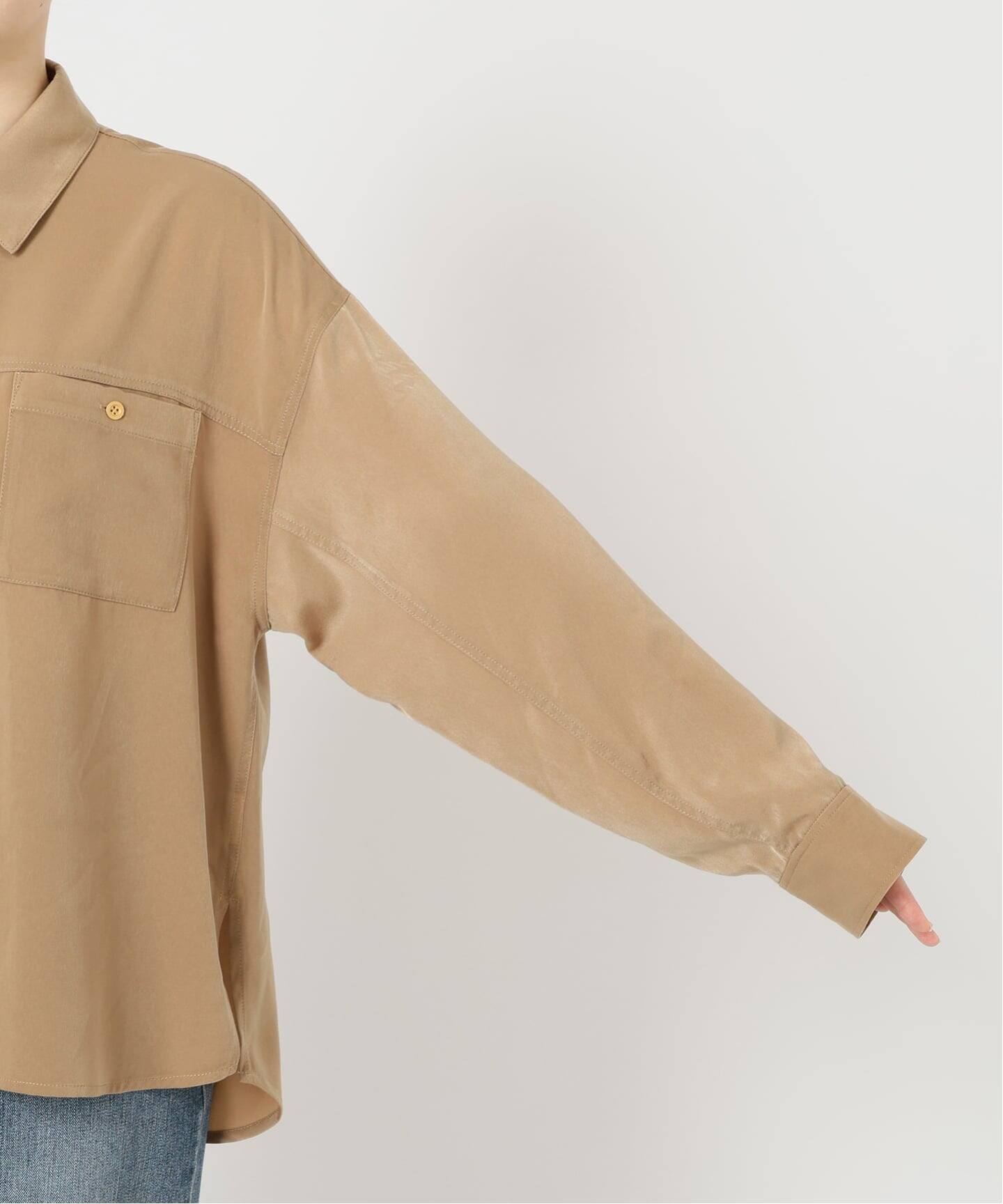 洗える】シュシュSETピーチサテン起毛シャツ（シャツ／ブラウス）｜La