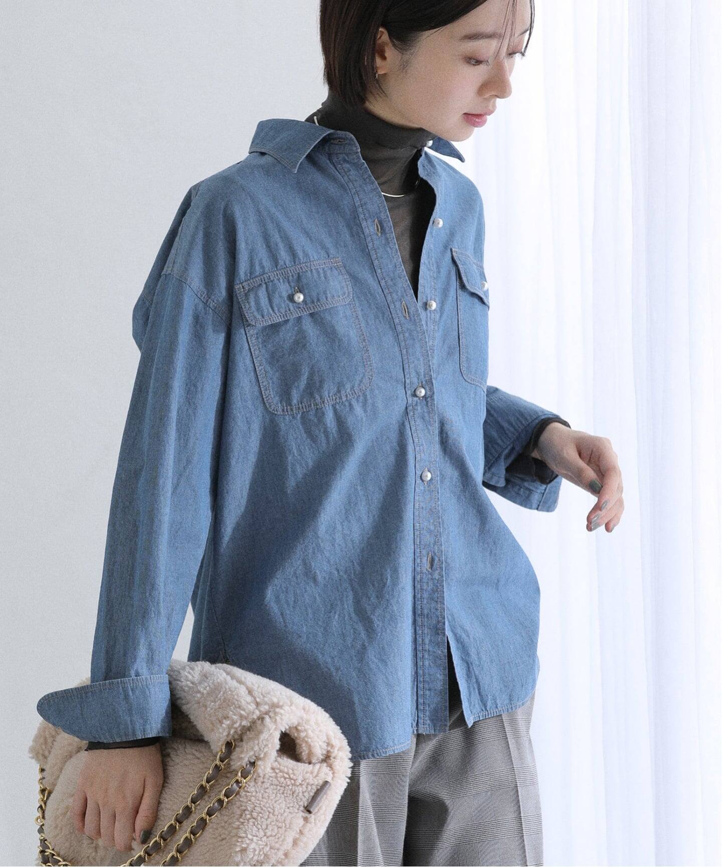 ラ トータリテ（La TOTALITE）/【洗える】パールダンガリーシャツ 洗える】パールダンガリーシャツ（シャツ／ブラウス）｜La Totalite