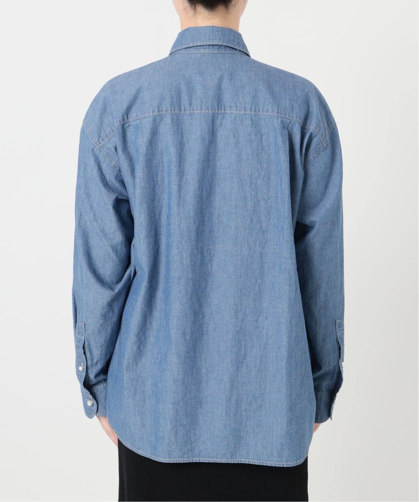 洗える】パールダンガリーシャツ（シャツ／ブラウス）｜La Totalite