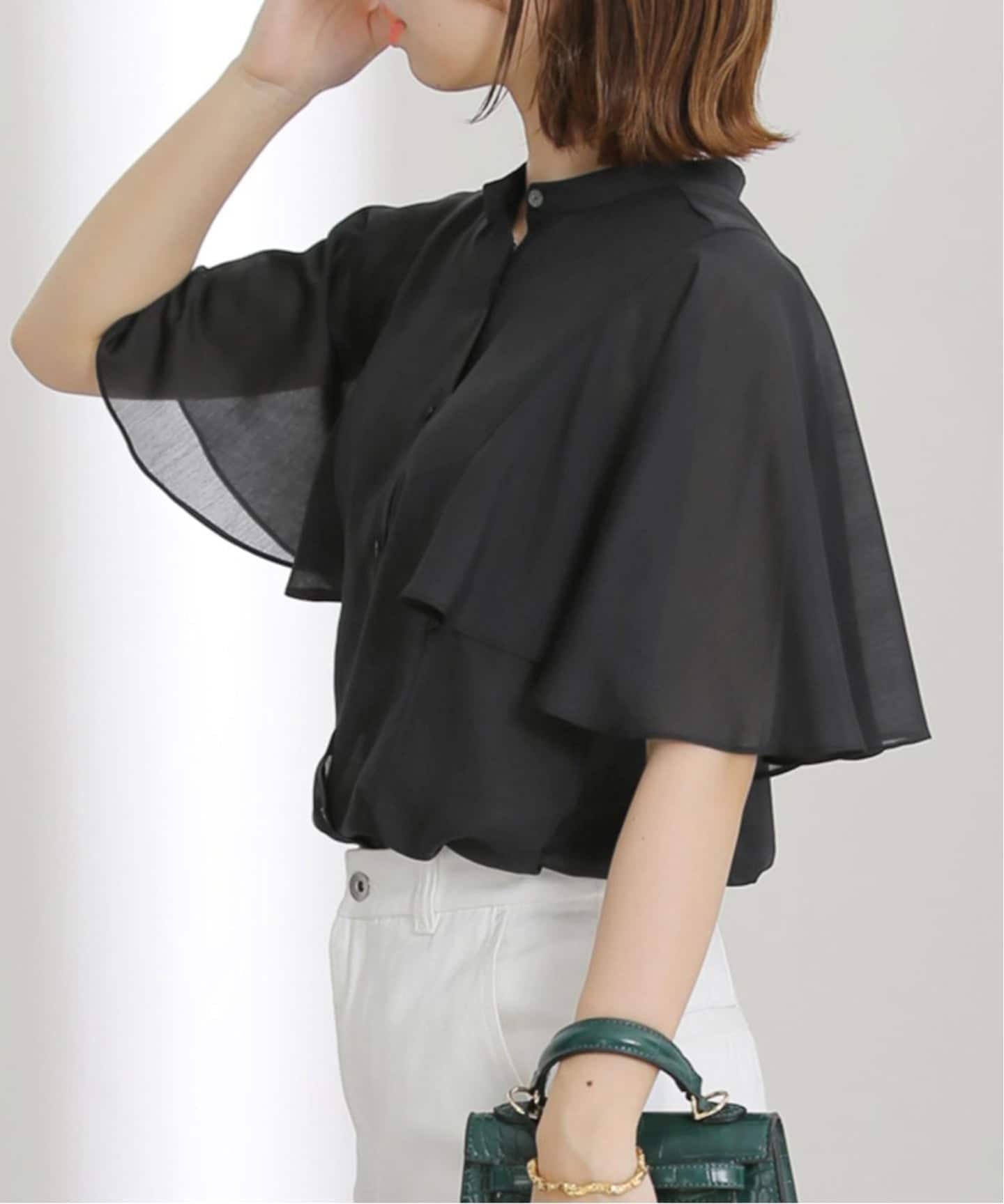 アル・ディ・ラ（AL DI LA）/【洗える】ケープスリーブブラウス WEB限定》【洗える】ケープスリーブシャツ（シャツ／ブラウス）｜La