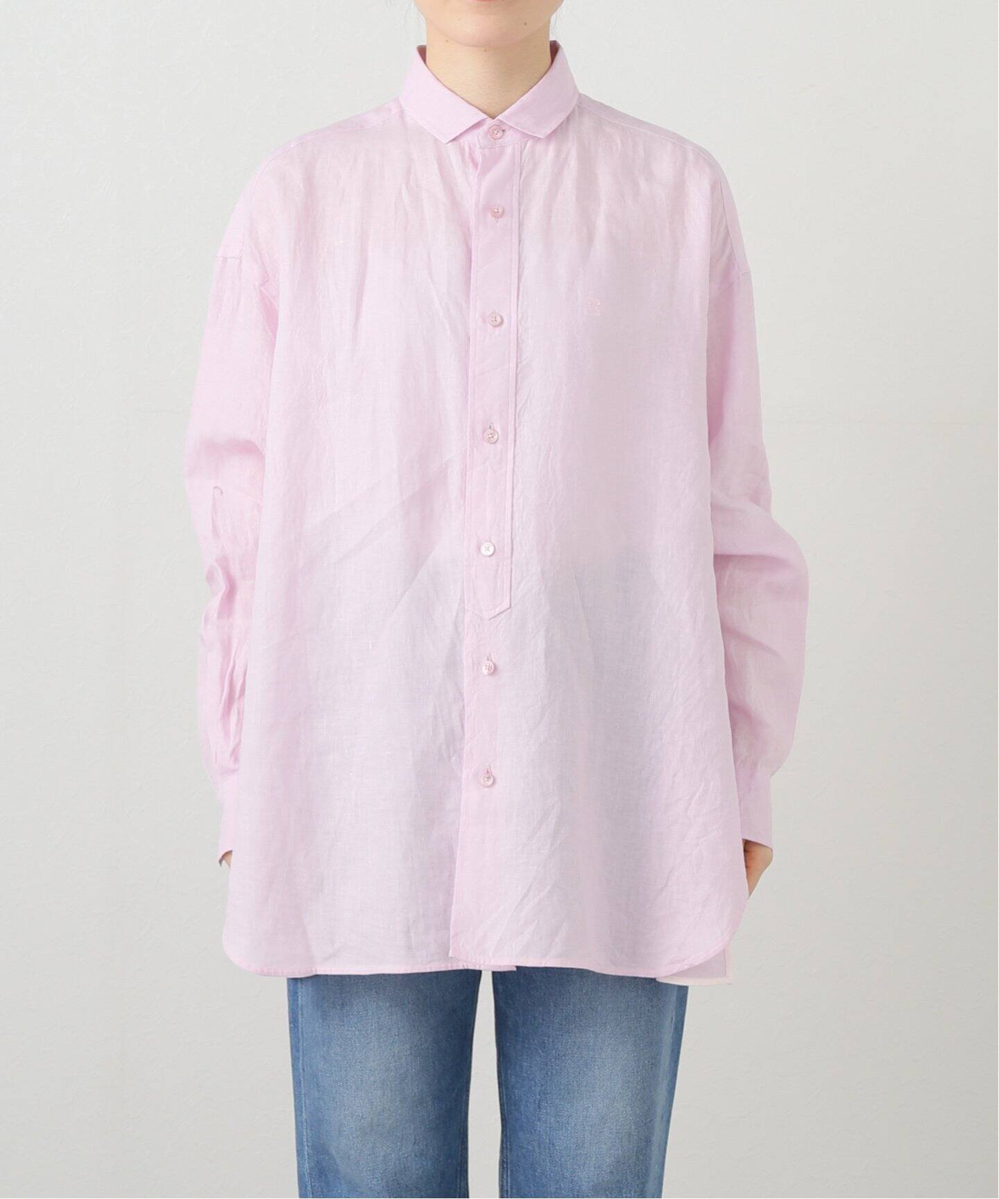 美品 ティッカ リネンスクエアビッグシャツ バンドカラー ホワイト La TOTALITE シャツ ブラウス 「追加」「TICCA/ティッカ」リネン