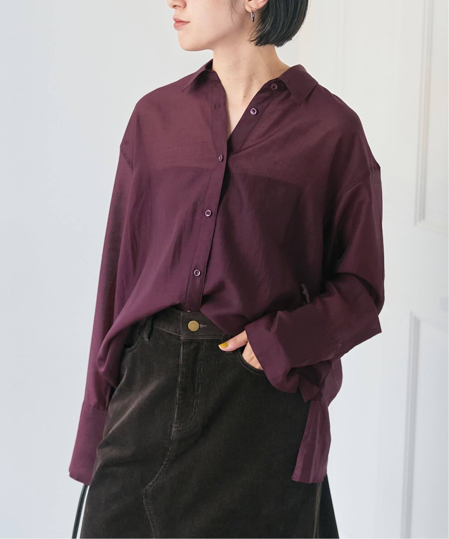 22SS❣️定価16500円 Spick & Span シアーオーバーシャツ Spick & Span（スピックアンドスパン）の「スタンドカラーシアー