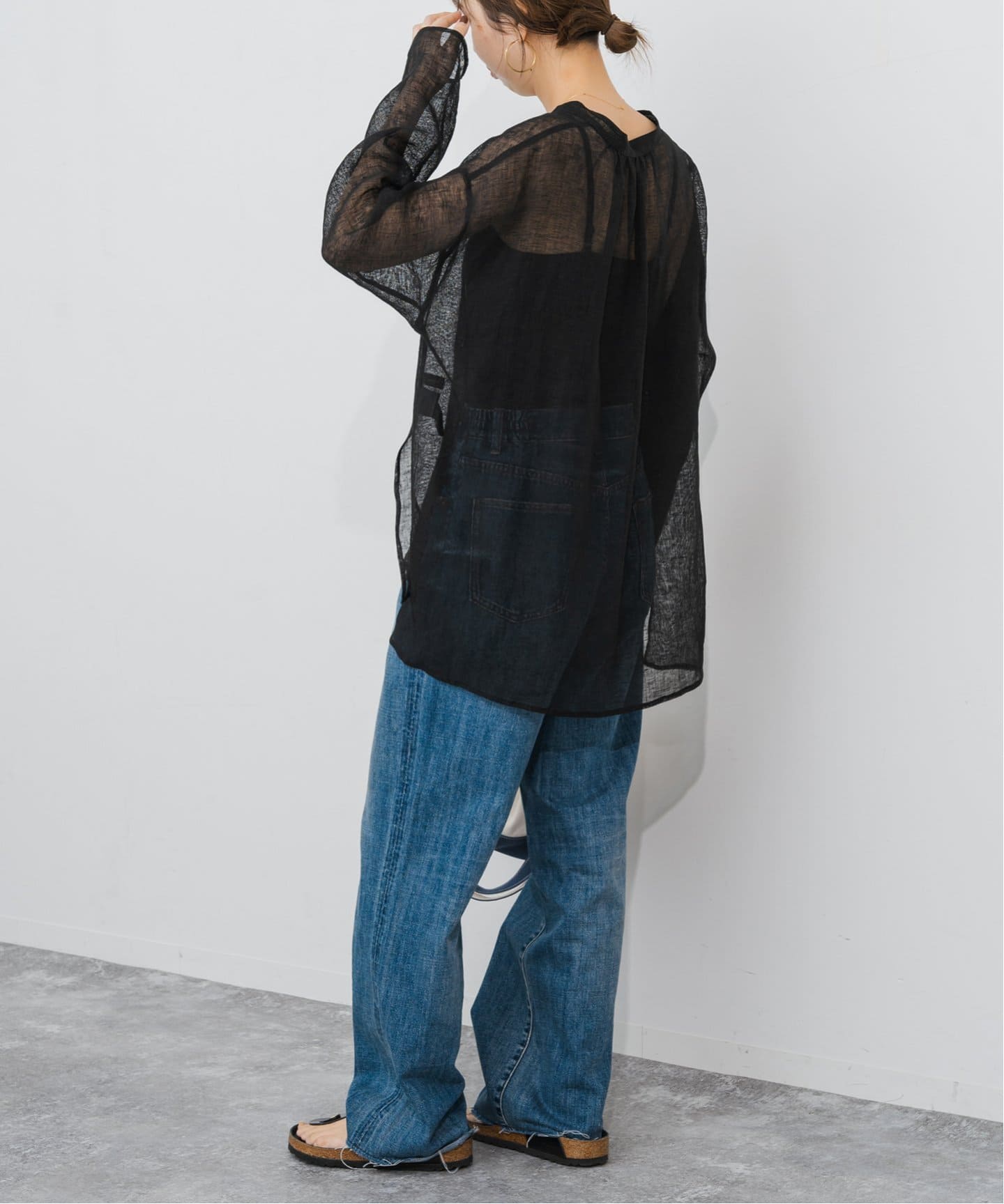 【完売商品】Spick&Span メッシュリネンシャツ Spick＆Span ブラウス シャツ 手洗い可 / メッシュリネンシャツ