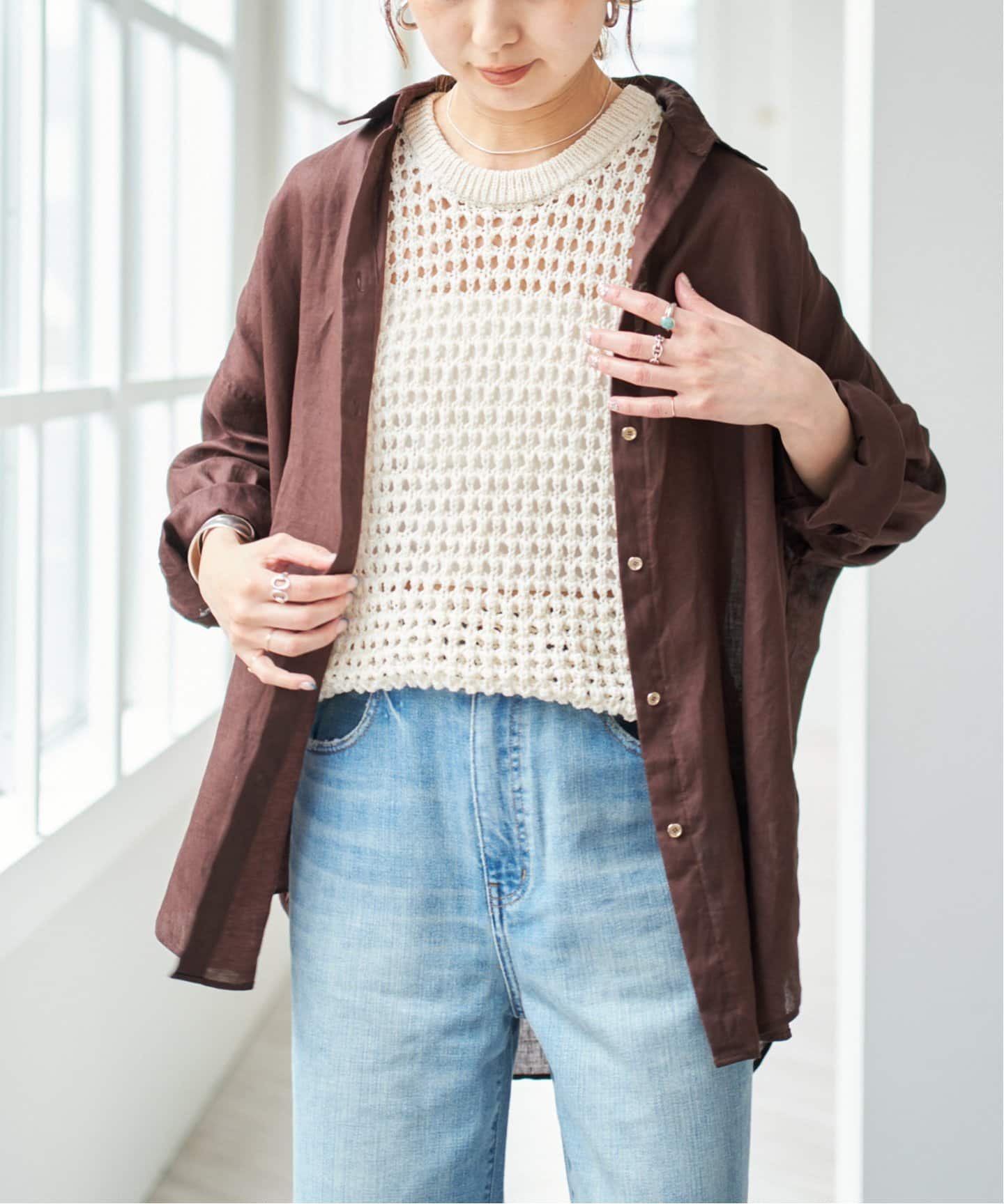 未使用品 Spick & Span 80リネンカシュクールビッグシャツ