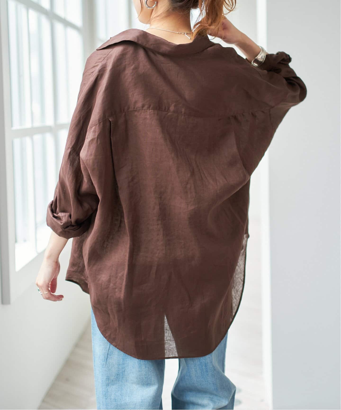 新品　スピック＆スパン　80リネンカシュクールビッグシャツ Spick＆Span ブラウス シャツ 「追加」80リネンカシュクール