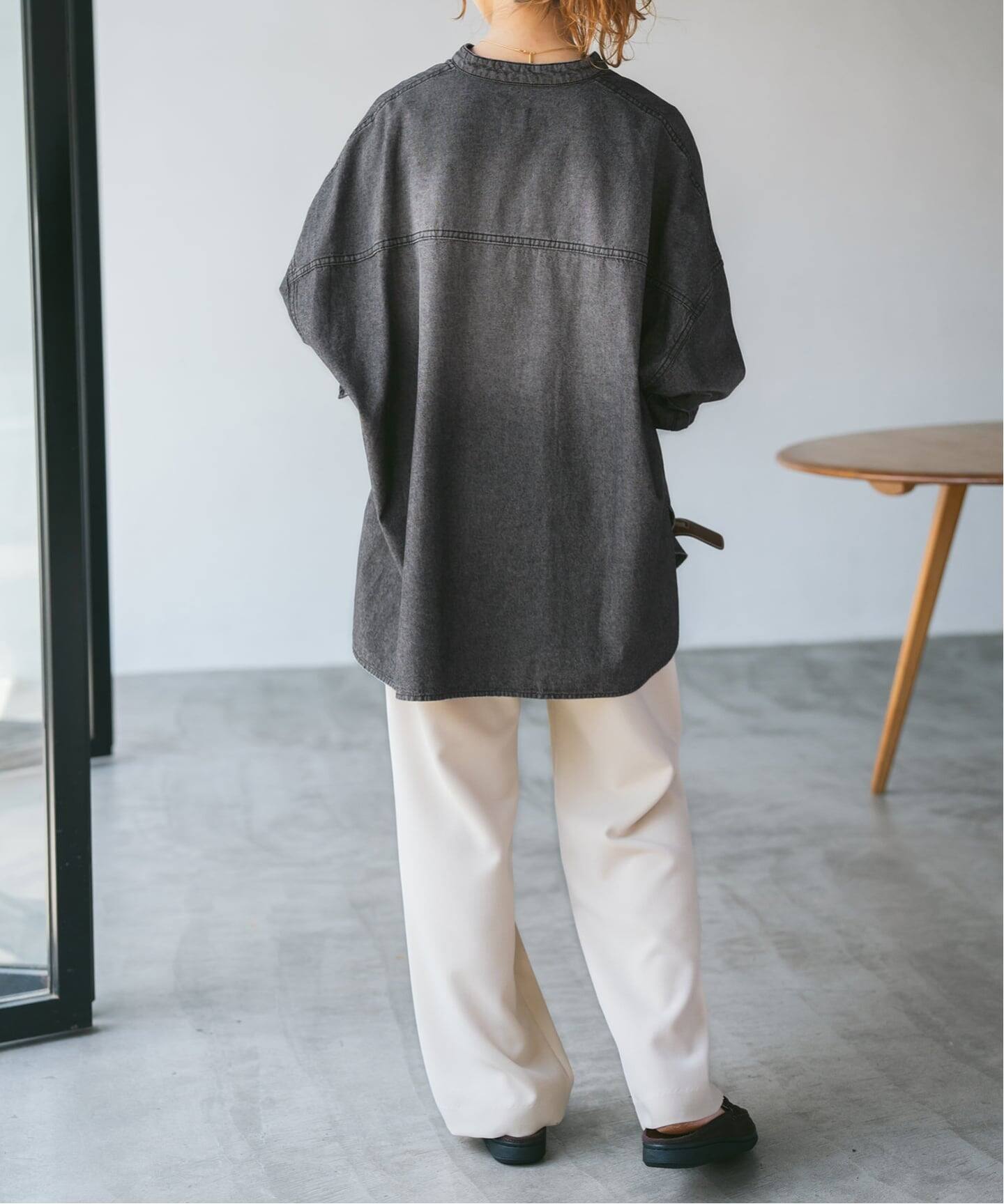 Spick and Span バンドカラーボックスダンガリーシャツ Spick & Span｜《追加予約》バンドカラーボックスダンガリー