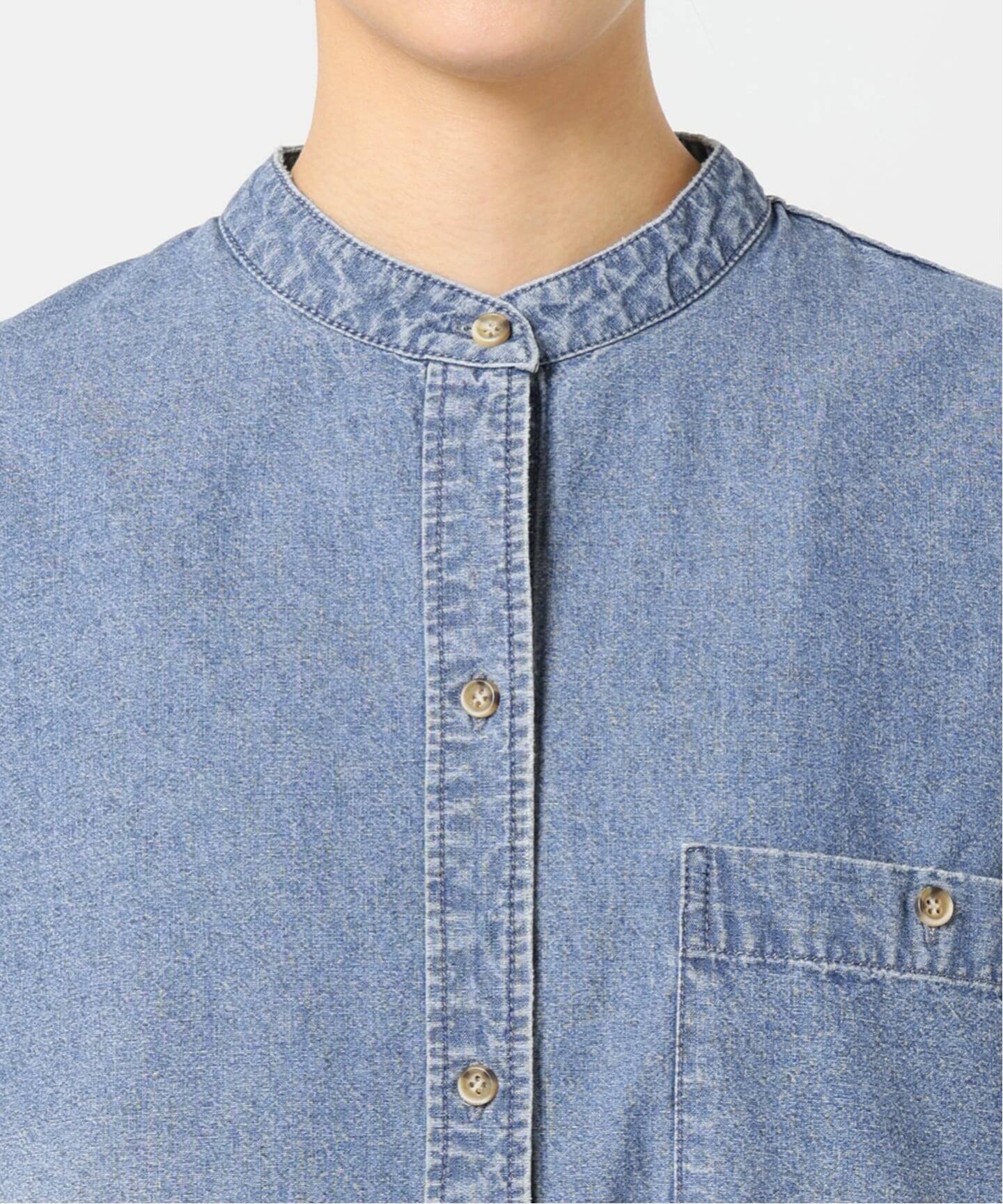 追加》バンドカラーボックスダンガリーシャツ（シャツ／ブラウス