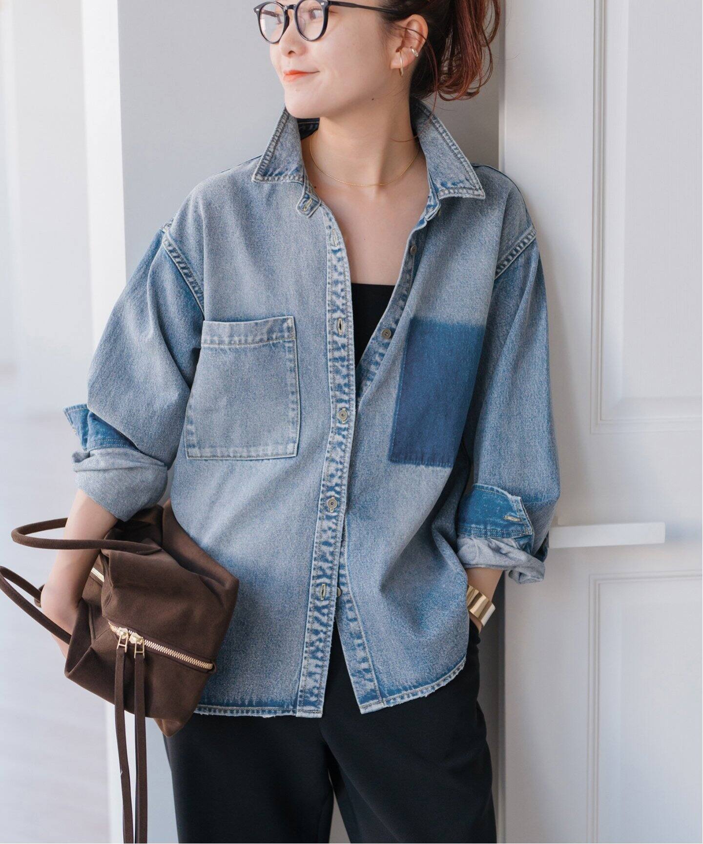 スピックアンドスパン5 1/2 デニムシャツ 予約》5 1/2 SOFT DENIM SHIRT（シャツ／ブラウス）｜Spick and