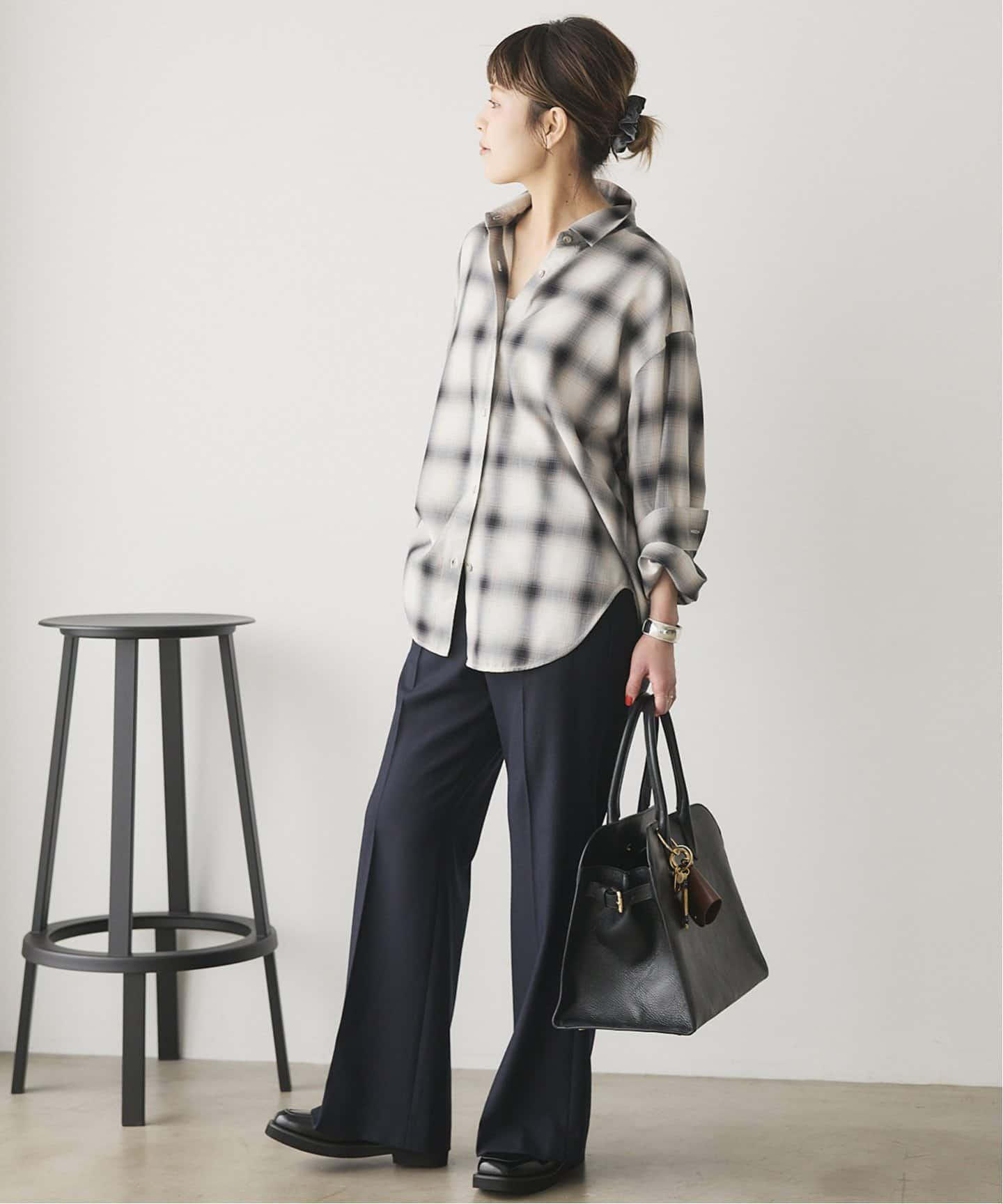 Spick & Span メタルボタンTRチェックルーズシャツ 　ブラック 追加》メタルボタンTRチェックルーズシャツ（シャツ／ブラウス