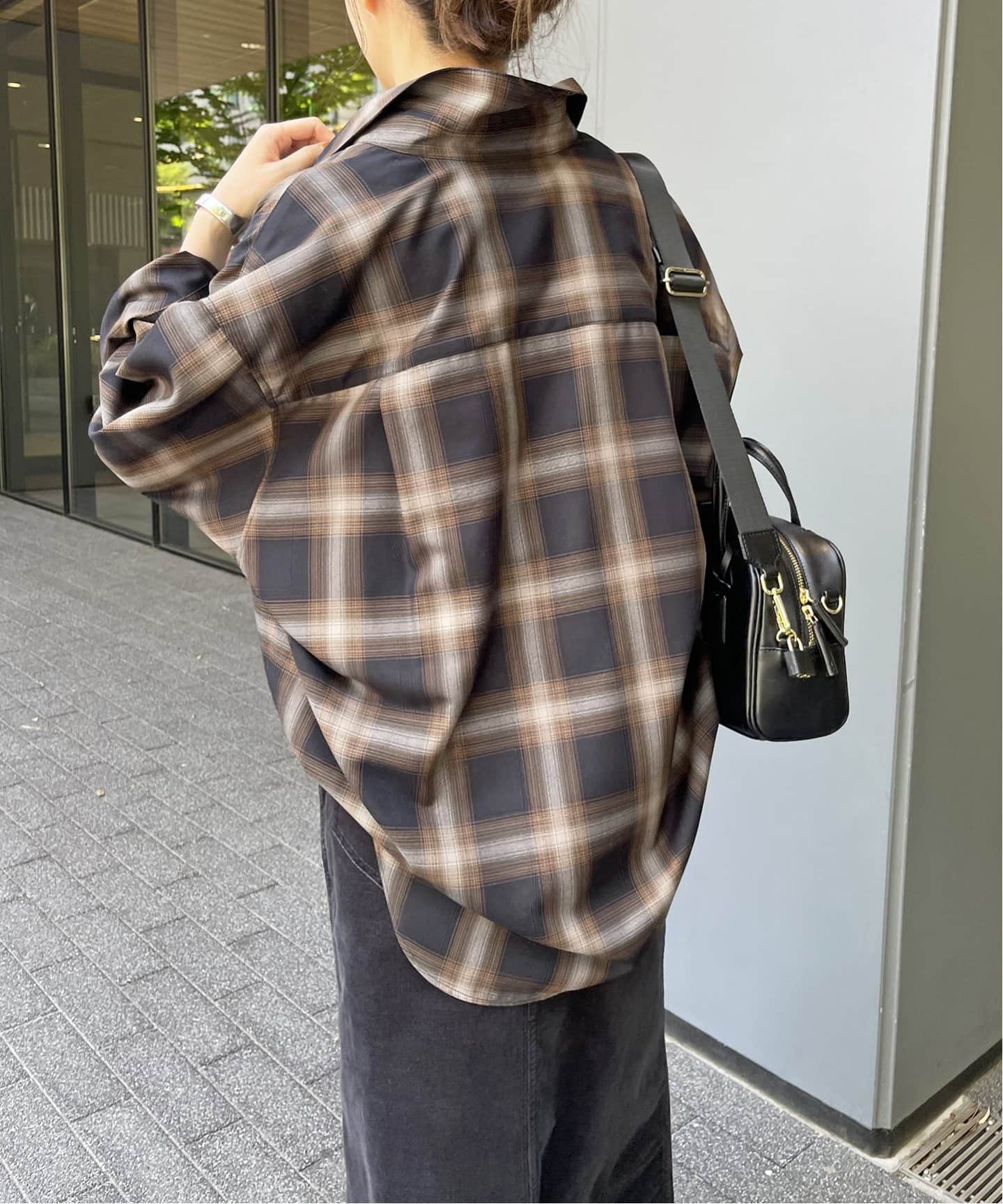 Spick & Span メタルボタンTRチェックルーズシャツ 　ブラック 追加》メタルボタンTRチェックルーズシャツ（シャツ／ブラウス