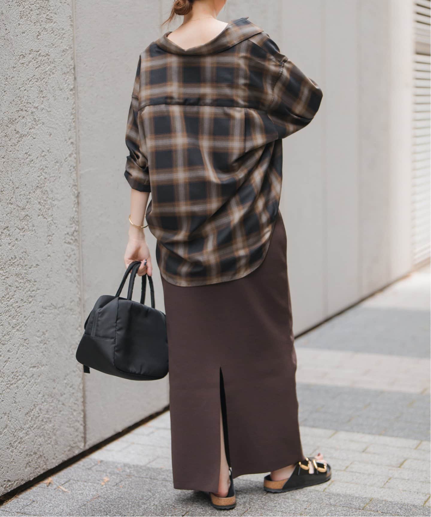 Spick & Span メタルボタンTRチェックルーズシャツ 　ブラック 追加》メタルボタンTRチェックルーズシャツ（シャツ／ブラウス