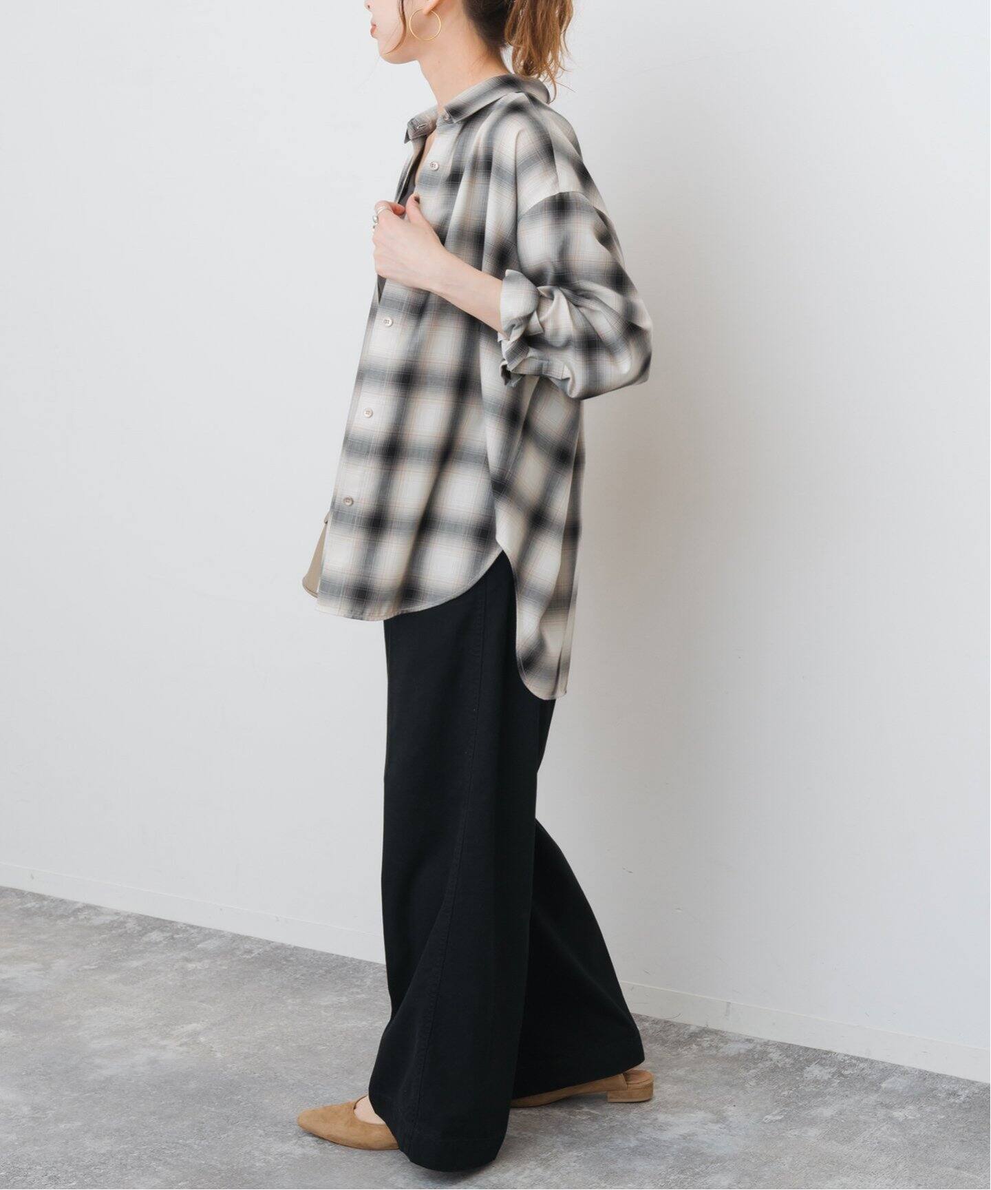 メタルボタンTRチェックルーズシャツ 追加》メタルボタンTRチェックルーズシャツ（シャツ／ブラウス