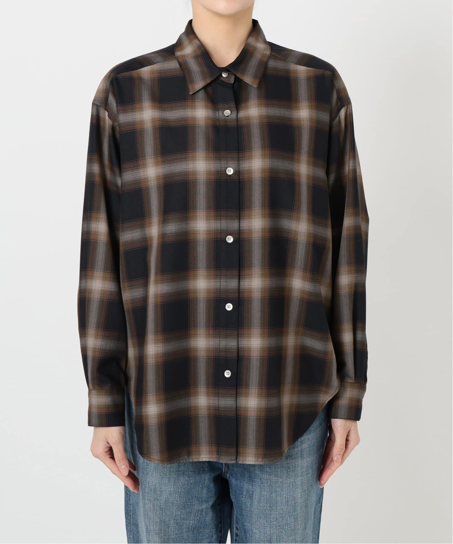 Spick & Span メタルボタンTRチェックルーズシャツ 　ブラック 追加》メタルボタンTRチェックルーズシャツ（シャツ／ブラウス