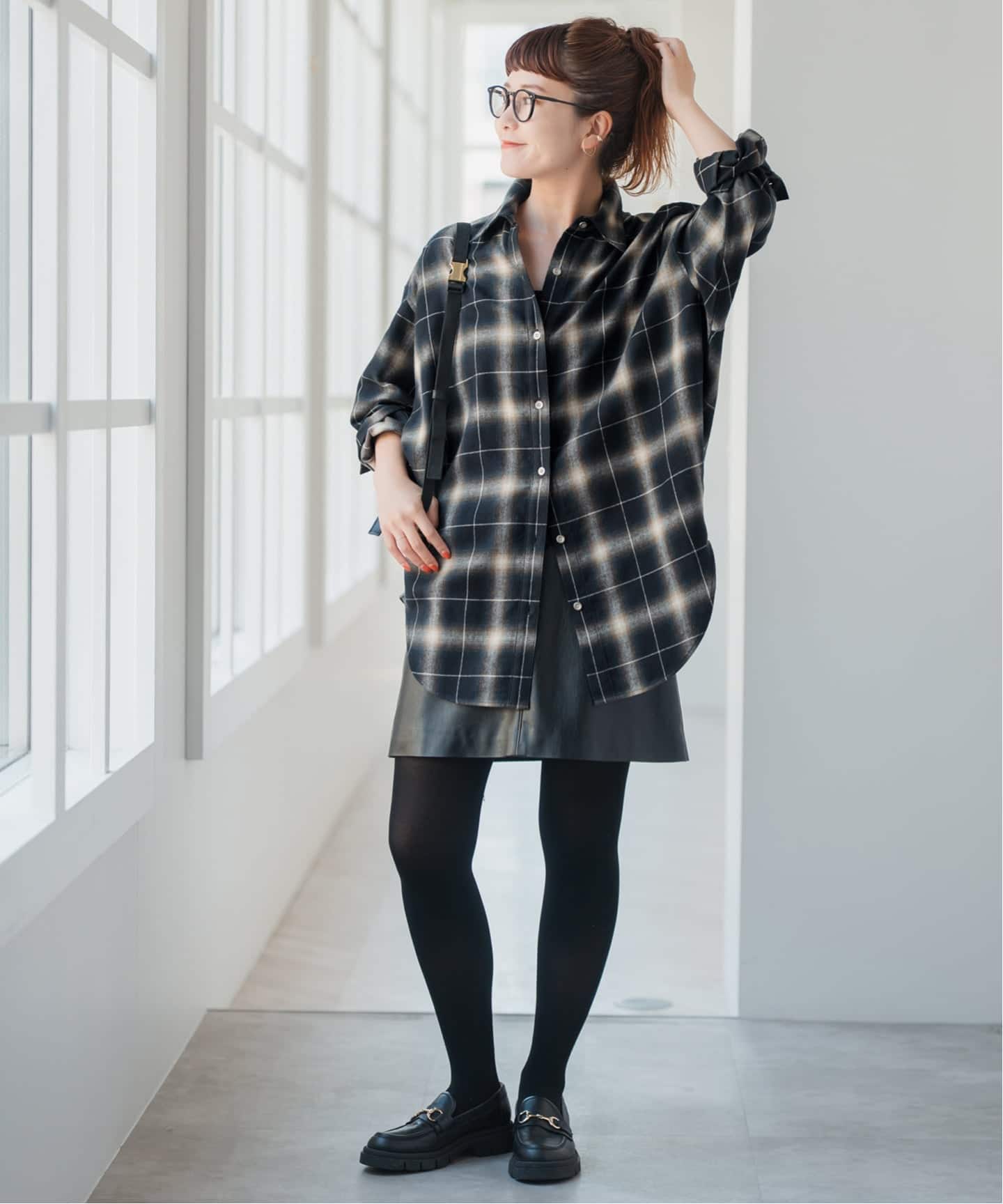 【タグ付き未使用】スピックアンドスパン オンブレーチェックルーズシャツ メタルボタンオンブレーチェックルーズシャツ（シャツ／ブラウス