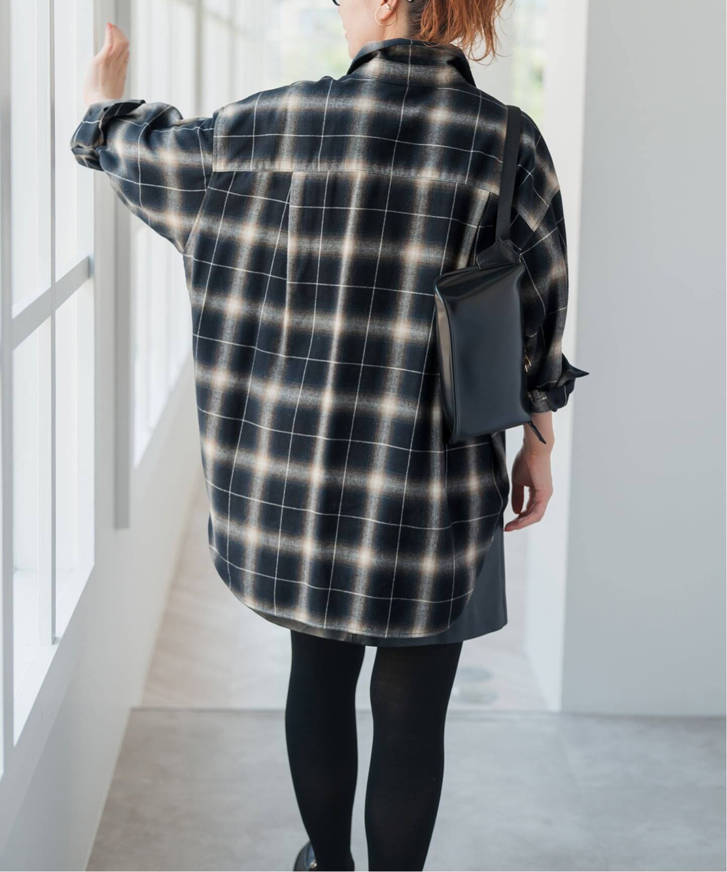 Spick & Span メタルボタンTRチェックルーズシャツ 　ブラック スピック＆スパン Spick & Span 《追加予約》メタルボタンTR