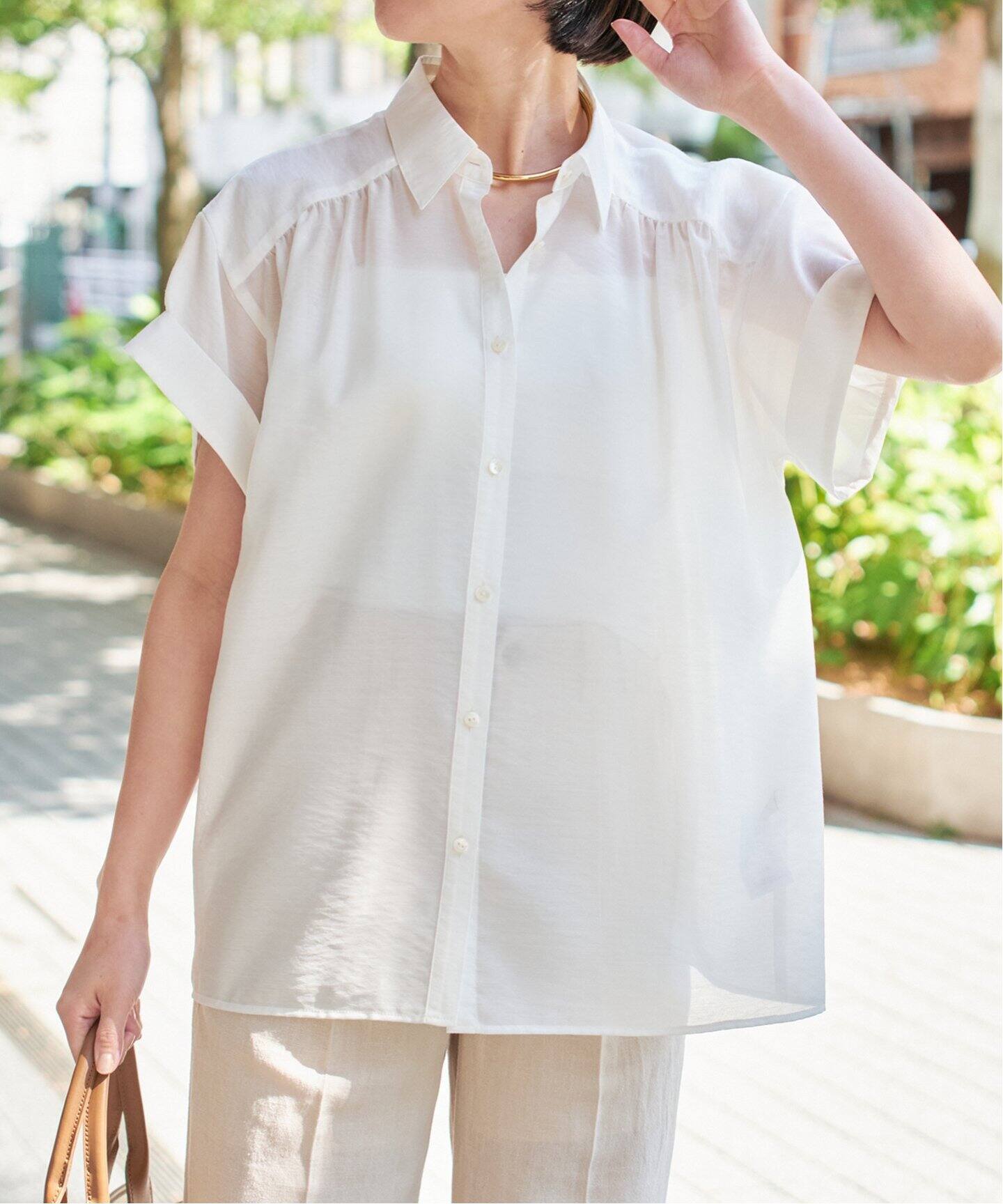 Spick&Span◆Spick&Span/半袖ブラウス/FREE/コットン/CRM/24-051-200-2150-3-0 コットンジャガードブラウス（シャツ／ブラウス）｜Spick and