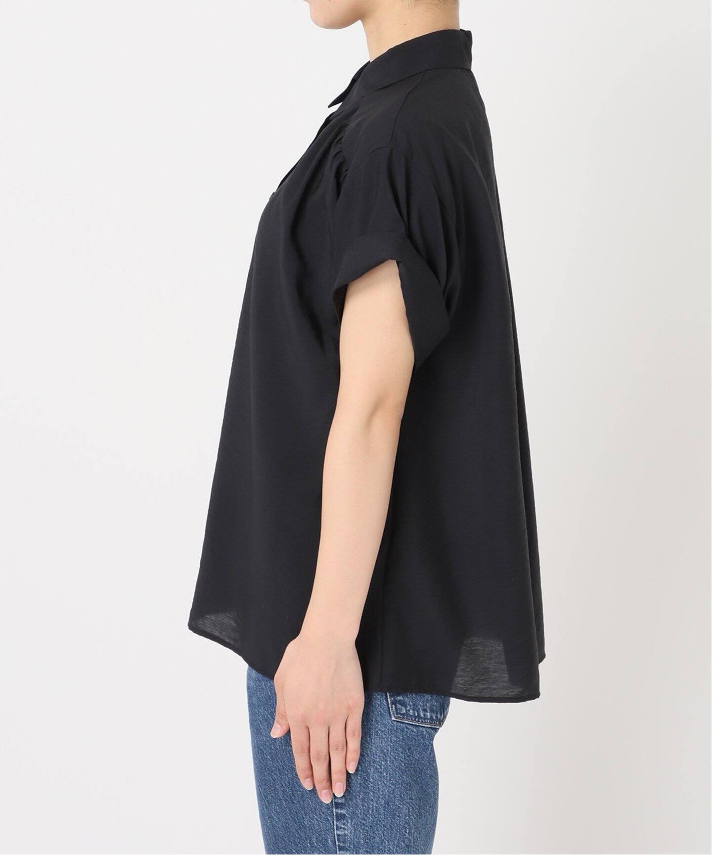 【美品 25SS】スピックアンドスパン　ソフトローン　ギャザー　半袖　シャツ Spick＆Span ブラウス シャツ ソフトローンギャザー半袖シャツ