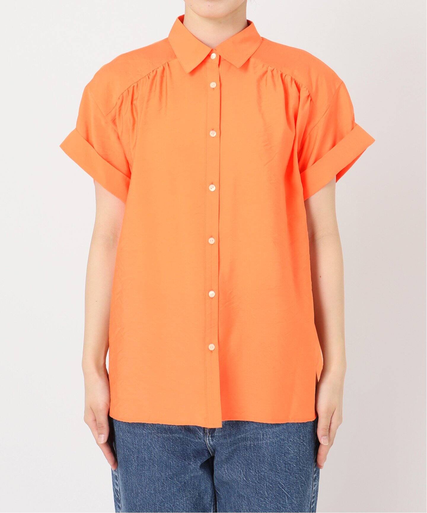 ソフトローンギャザー半袖シャツ（シャツ／ブラウス）｜Spick