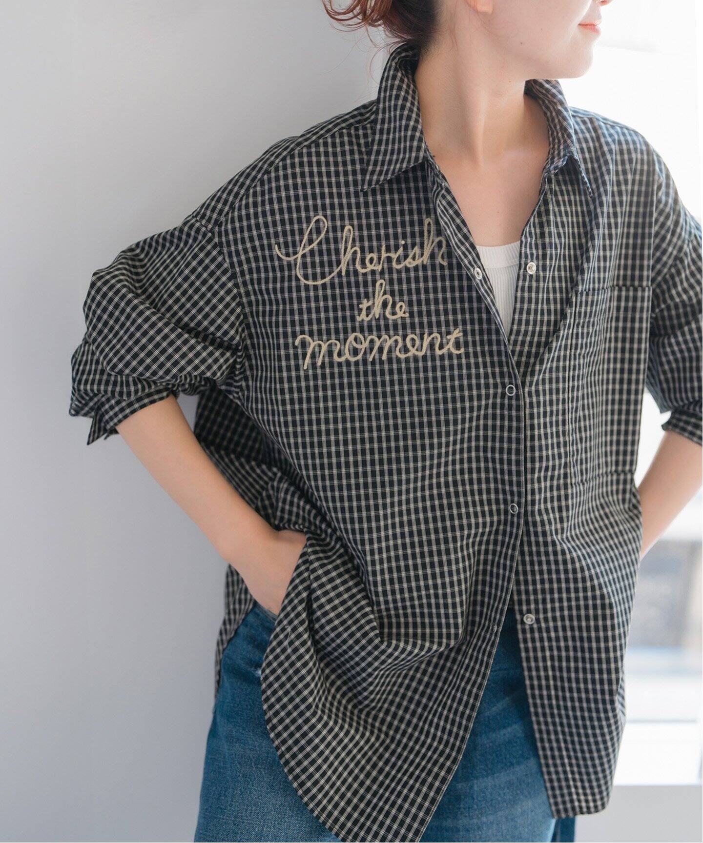 新品タグ付Spick and Span upperhightsTHEOLIVIA 刺繍オーバーシャツ（シャツ／ブラウス）｜Spick and Span
