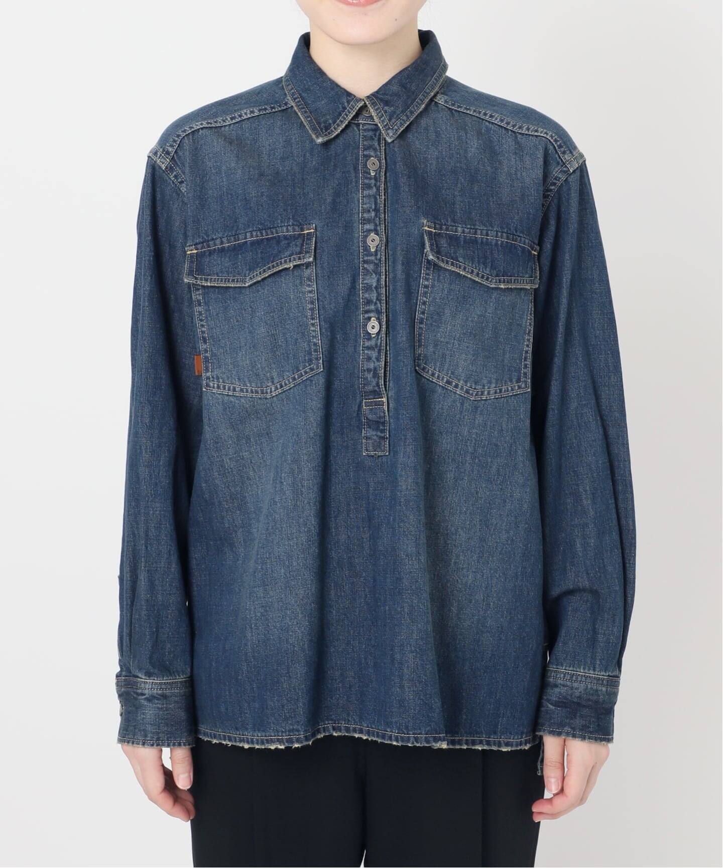 Spick & Span 5 1/2 オーバーサイズ DENIM SHIRT 予約》5 1/2 PULLOVER SHIRT（シャツ／ブラウス）｜Spick and