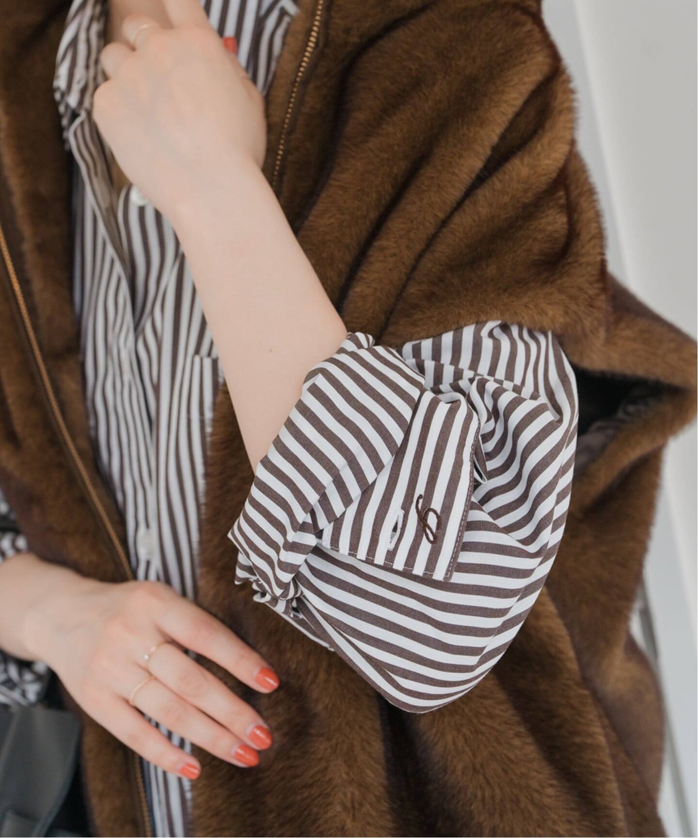 spick＆span 新品未使用 50コットンオーバーシャツ　ブラウンベース spick＆span 新品未使用 50コットンオーバーシャツ ブラウンベース