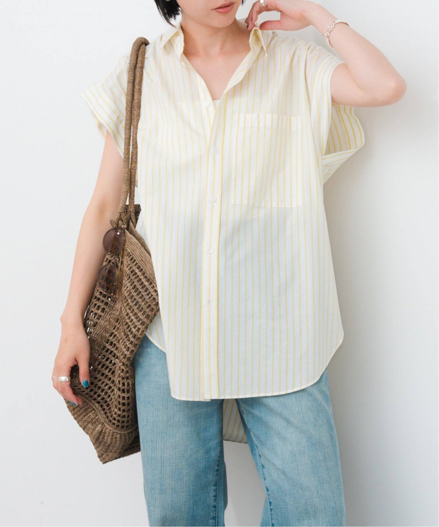 予約》フレンチスリーブロングシャツ（シャツ／ブラウス）｜Spick and  