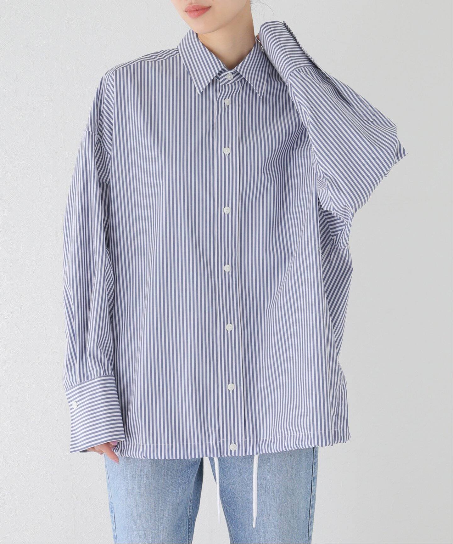 追加》CO/PEストライプヘムギャザーシャツ（シャツ／ブラウス）｜Spick  